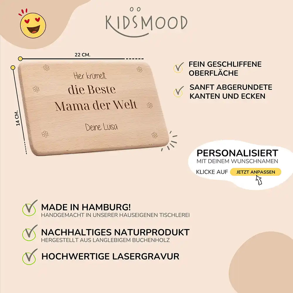Frühstücksbrettchen - Die beste Mama der Welt Gravur