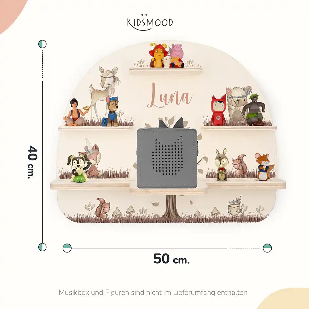 hochwertiges tonieregal aus holz mit reh