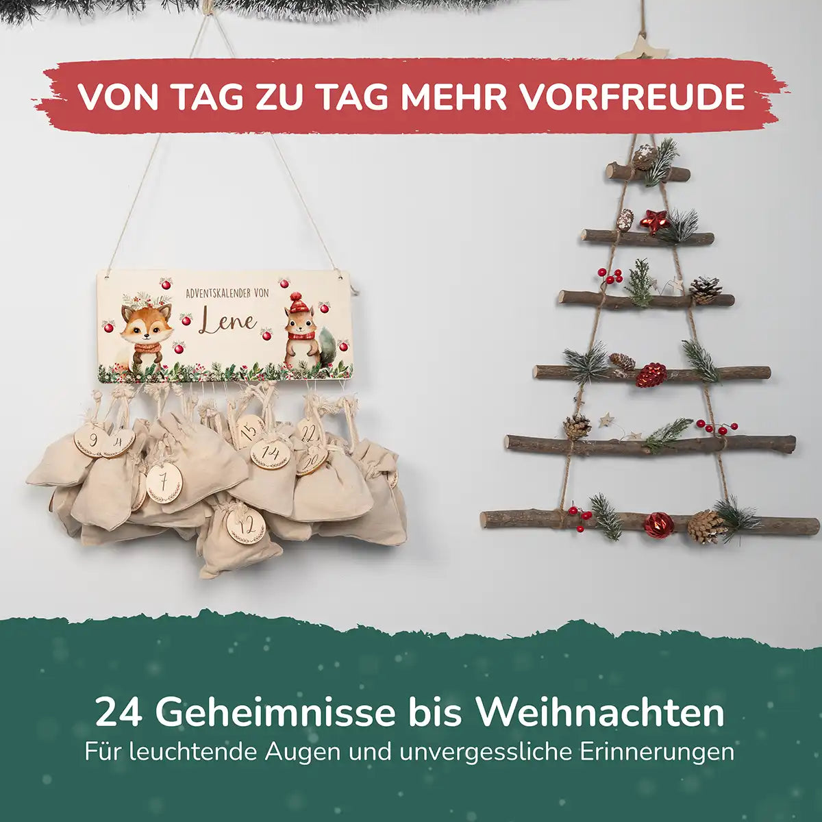 Personalisierbarer Adventskalender farbig - Niedlicher Fuchs