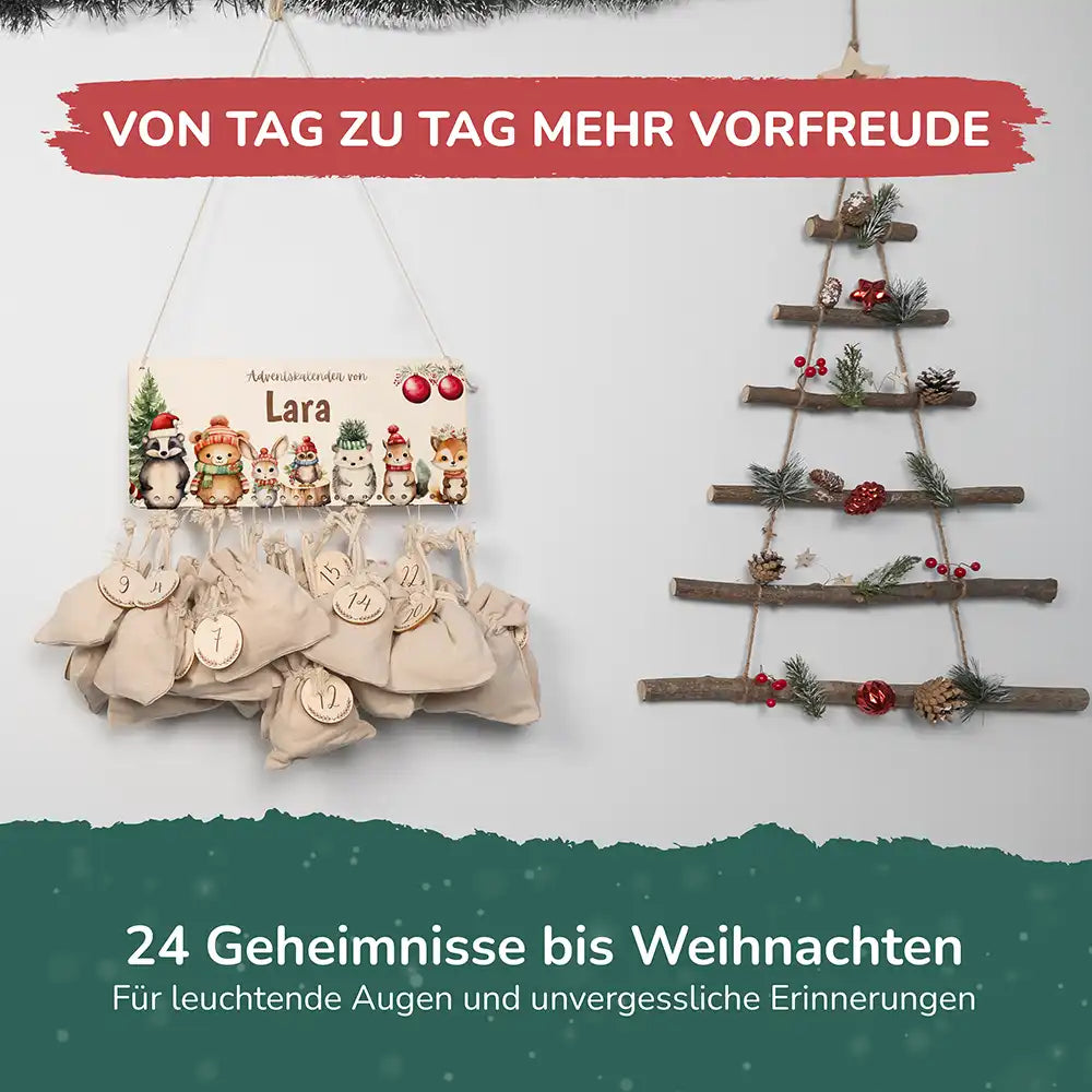 Personalisierbarer Adventskalender farbig - Weihnachtliche Stimmung