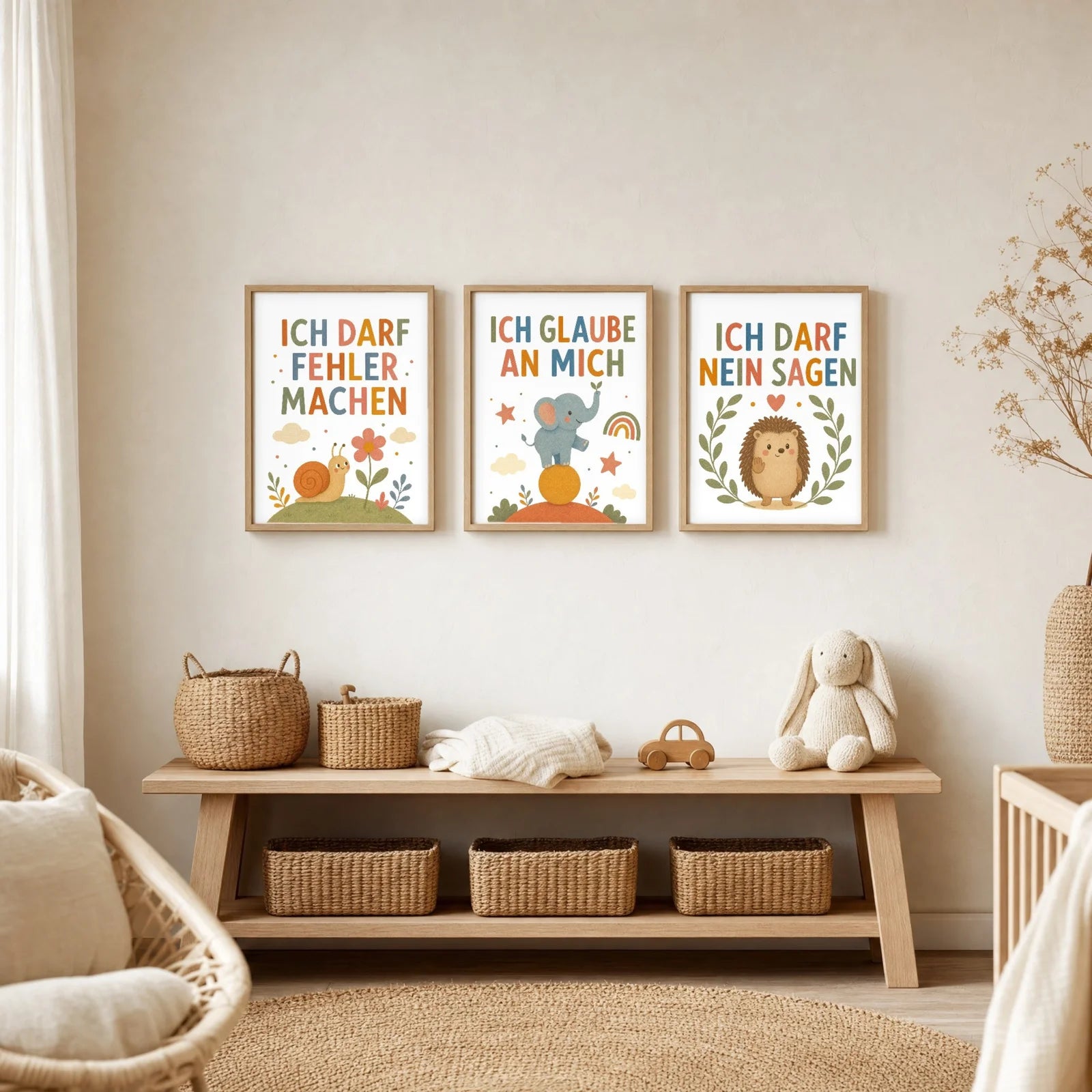 Affirmationsposter Kinderzimmer Elefant Ich glaube an mich, im Jungenzimmer