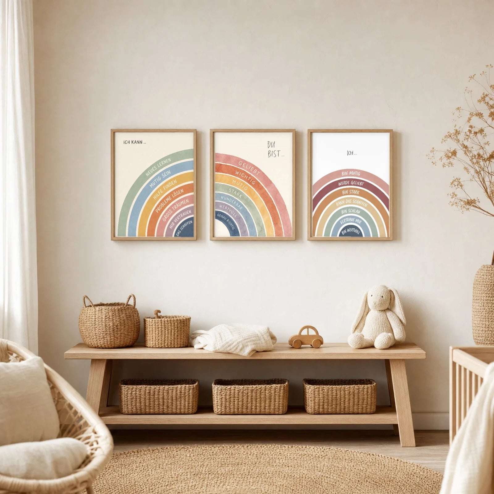 Affirmationsposter Kinderzimmer Regenbogen Du bist, im Jungenzimmer