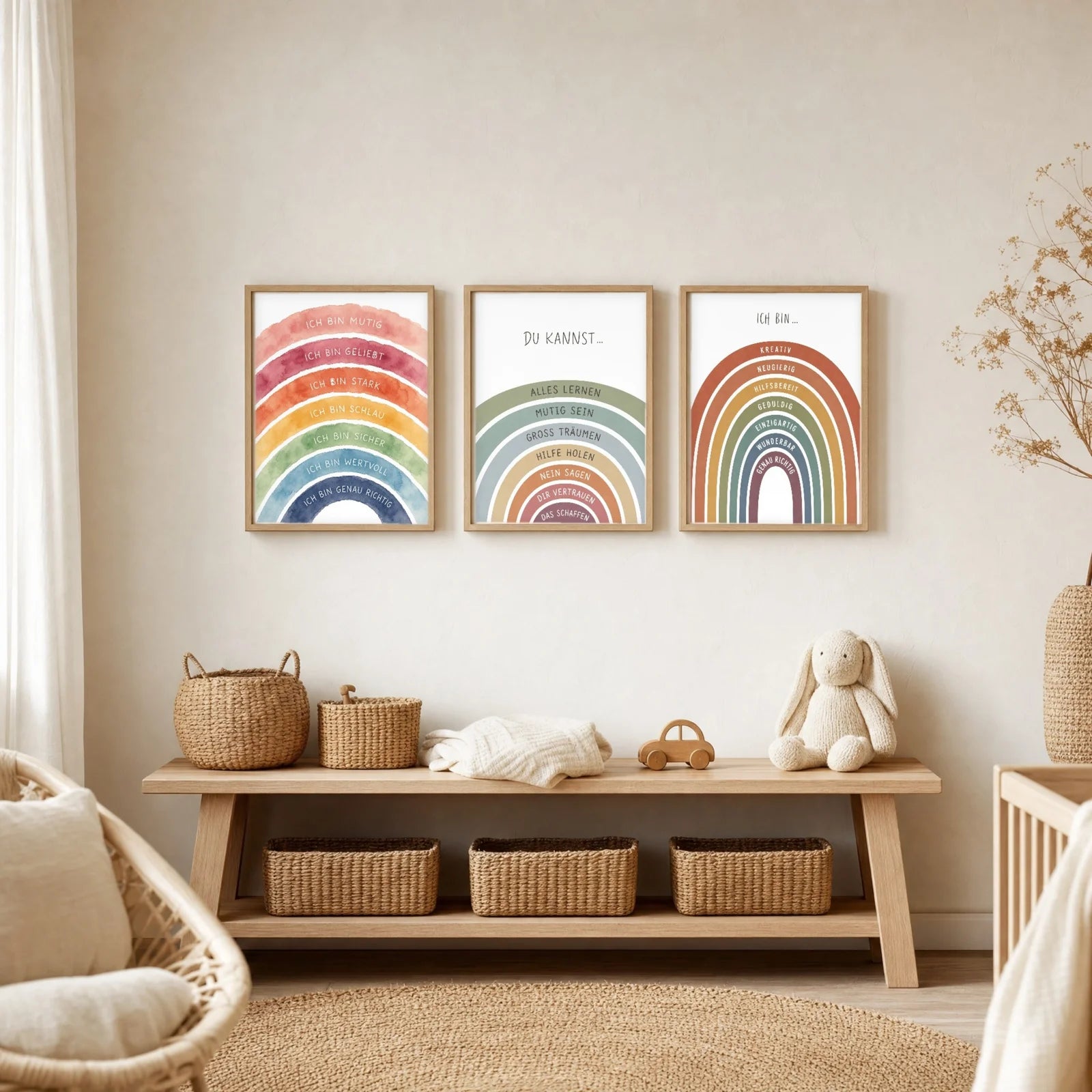 Affirmationsposter Kinderzimmer Regenbogen Du kannst, im Jungenzimmer