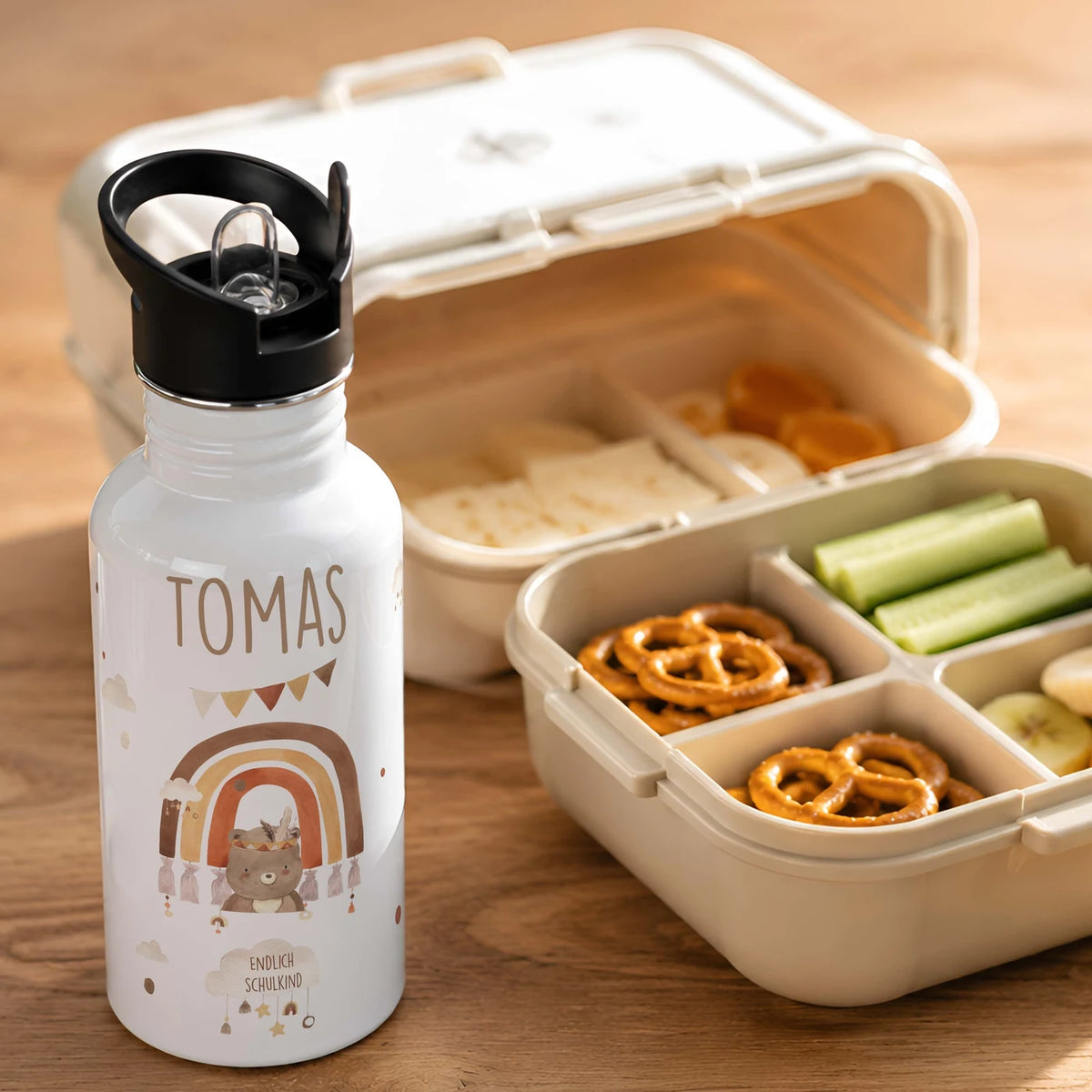 Trinkflasche Kinder Edelstahl - Boho BĂ€r