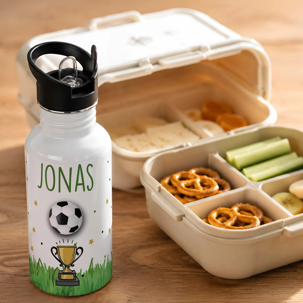 Trinkflasche Kinder Edelstahl - FuĂball Champion