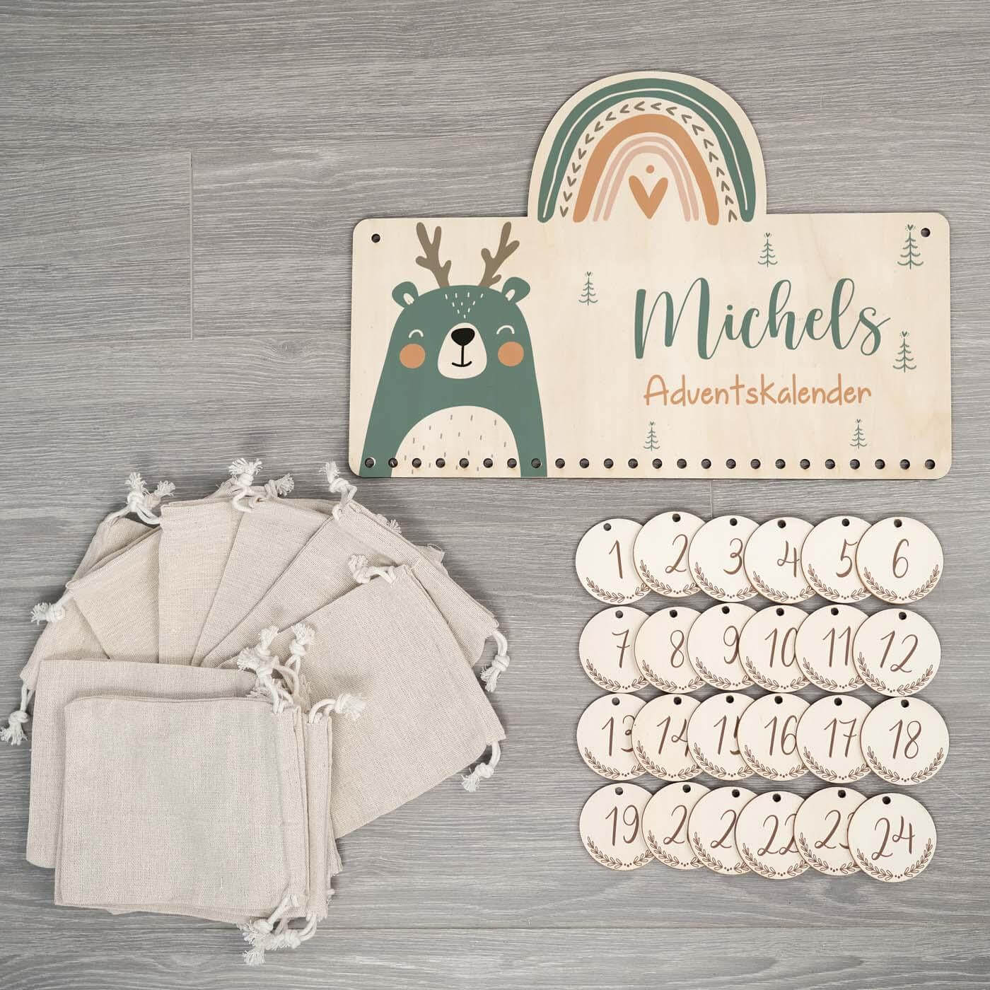 engraved rainbow advent calendar with custom name