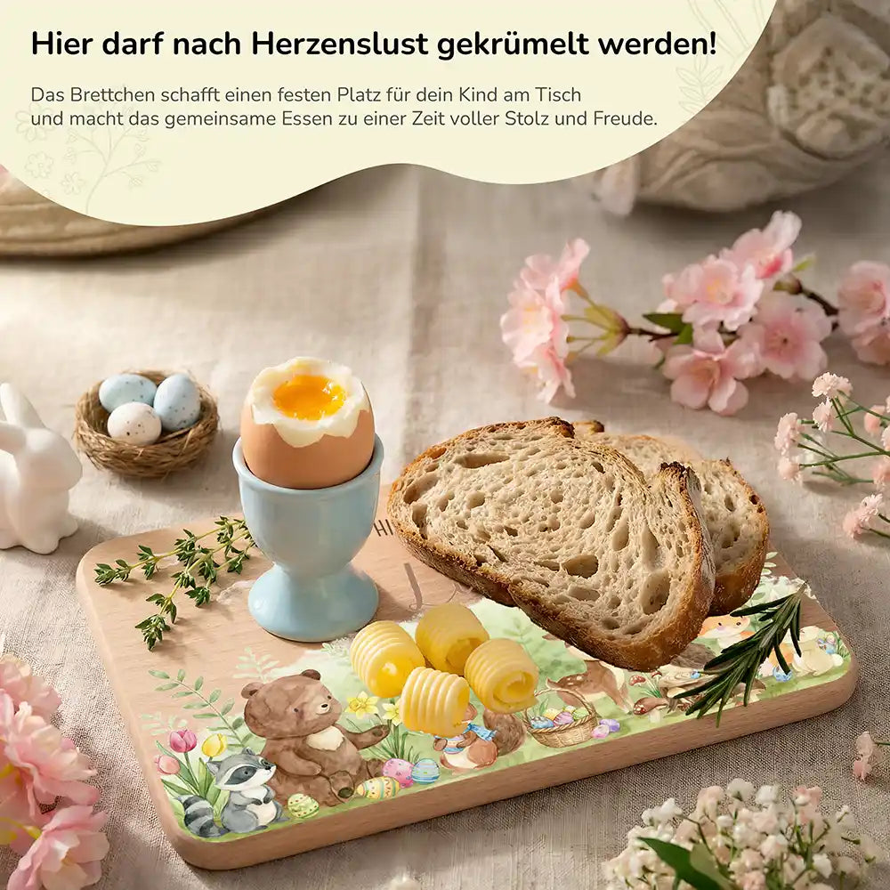 Frühstücksbrettchen Ostern - Waldtiere feiern Ostern