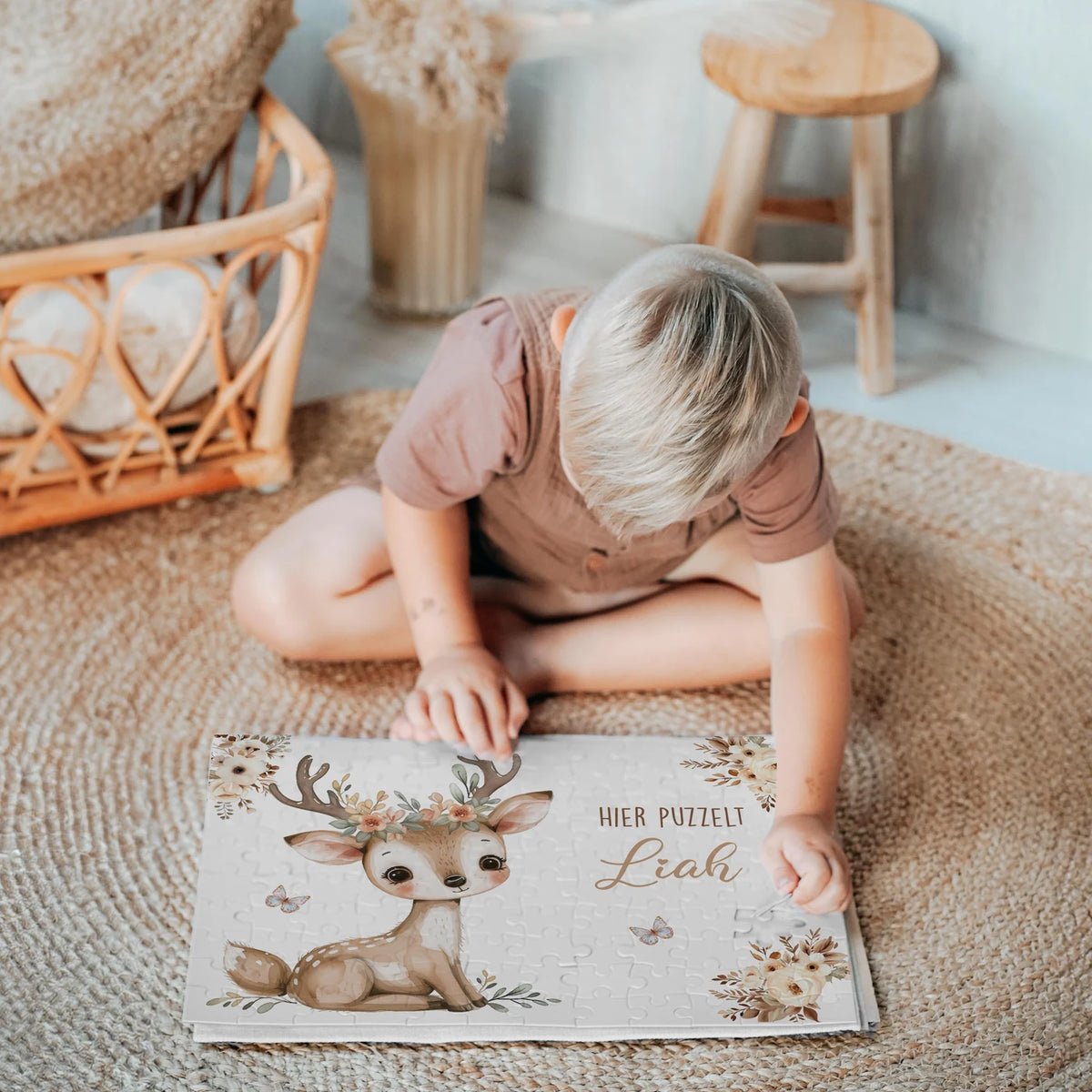 Kinderpuzzle personalisiert mit Namen - Baby Reh