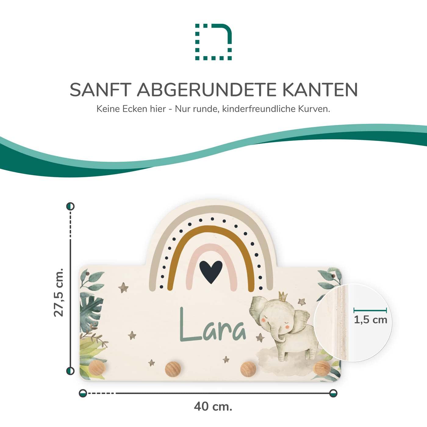 close-up of the rainbow elephant coat rack