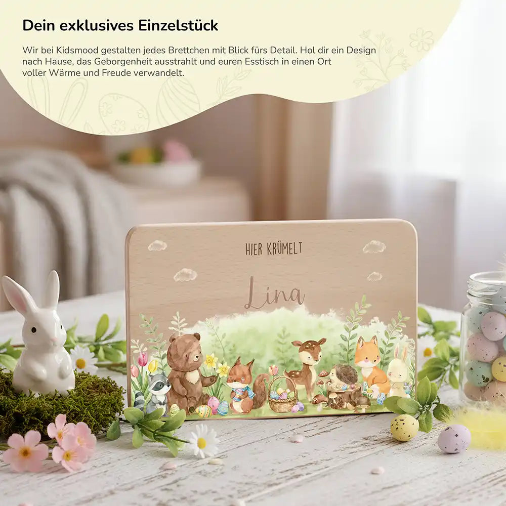 Frühstücksbrettchen Ostern - Waldtiere feiern Ostern
