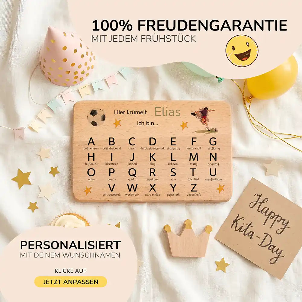 ABC Brettchen Kinder personalisiert Fußball Adler – Geburtstags-Komposition Kita