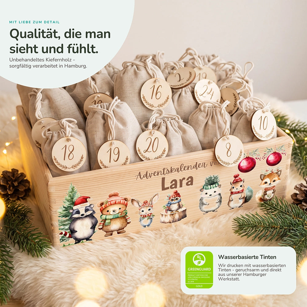 Personalisierter Adventskalender zum Befüllen - Weihnachten Tiere