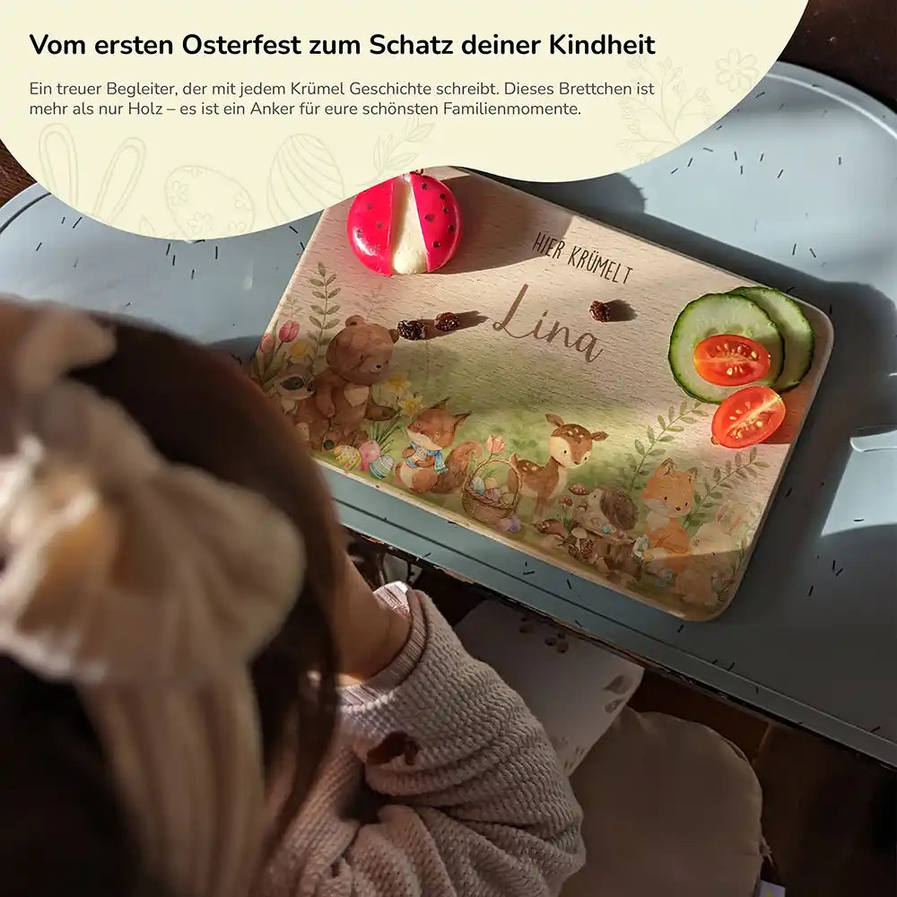 Frühstücksbrettchen Ostern - Waldtiere feiern Ostern