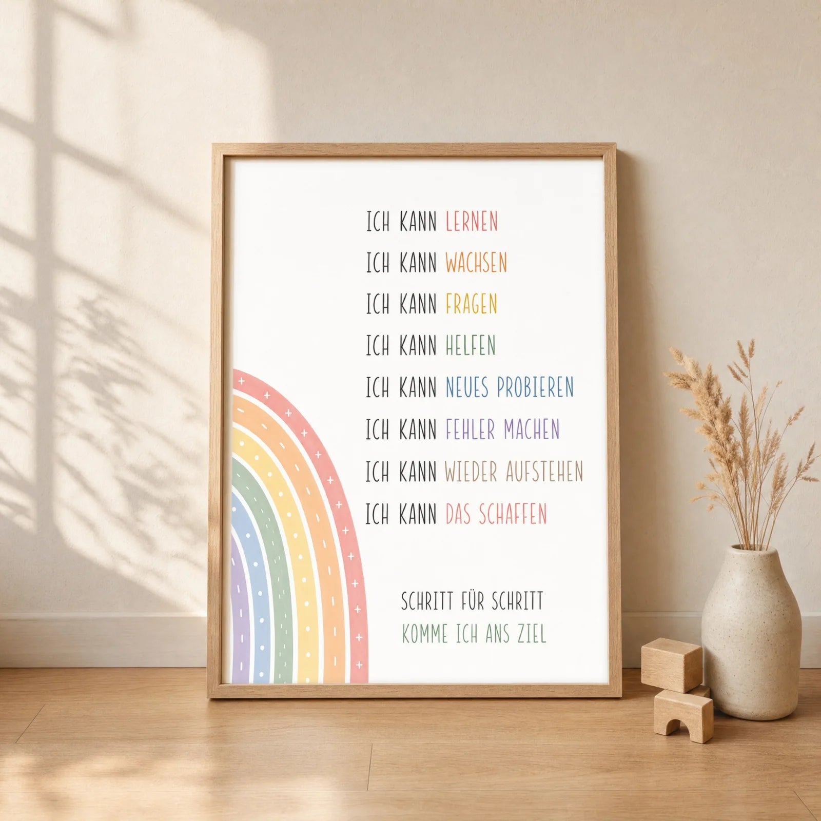 Affirmationsposter Kinderzimmer Minimal Ich kann, gerahmt im Format 30 x 40 cm