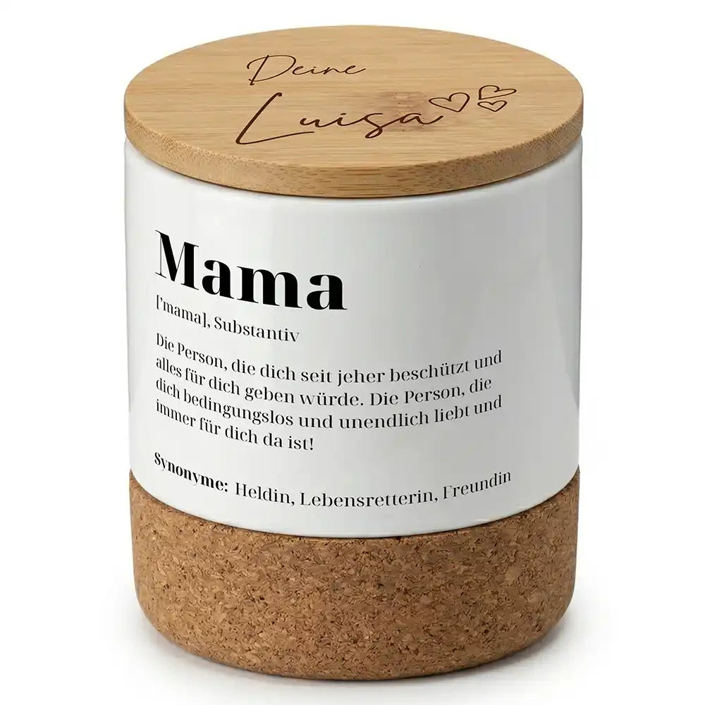 Duftkerze Vanille Keramik Mama Definition – Dreiviertel-Ansicht Keramikbecher