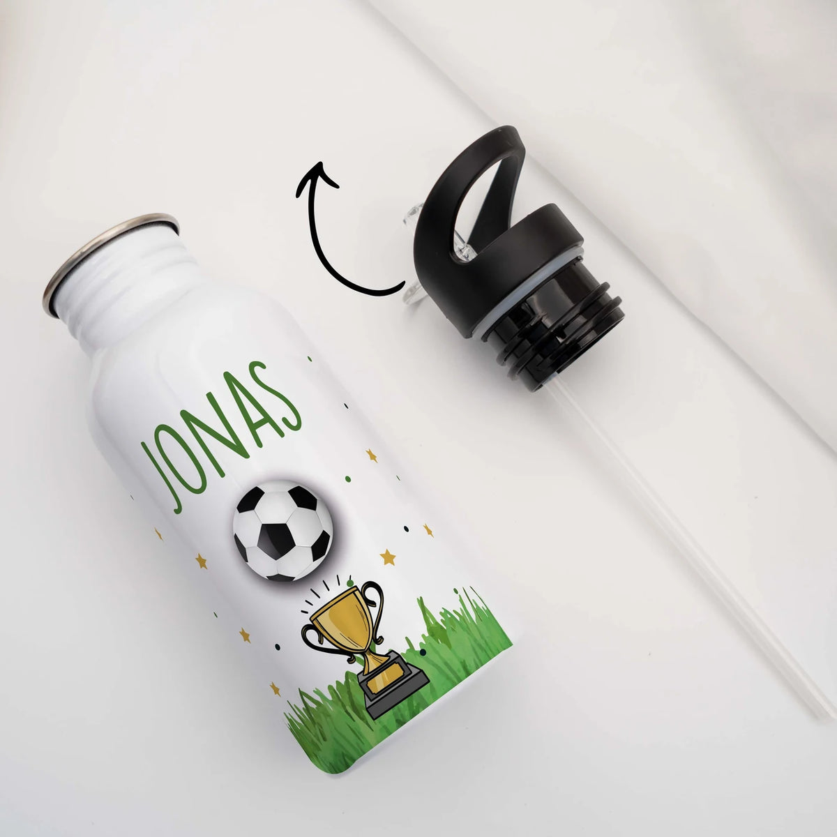Trinkflasche Kinder Edelstahl - FuĂball Champion
