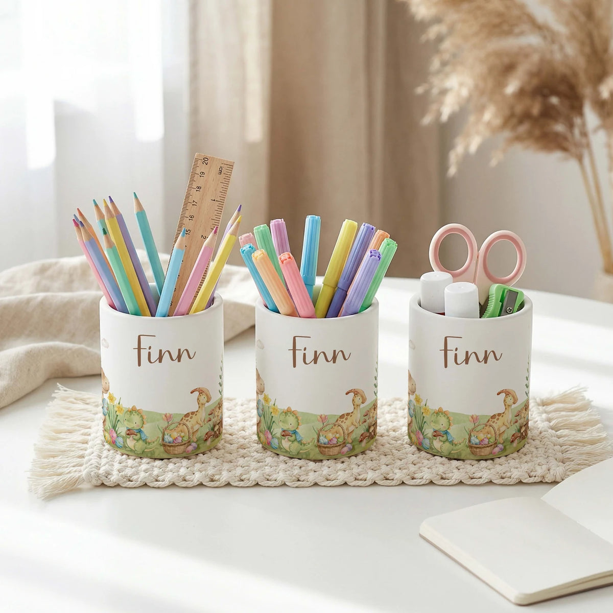 Personalisierter Stiftehalter Dinos Ostern â Keramik mit Wunschname