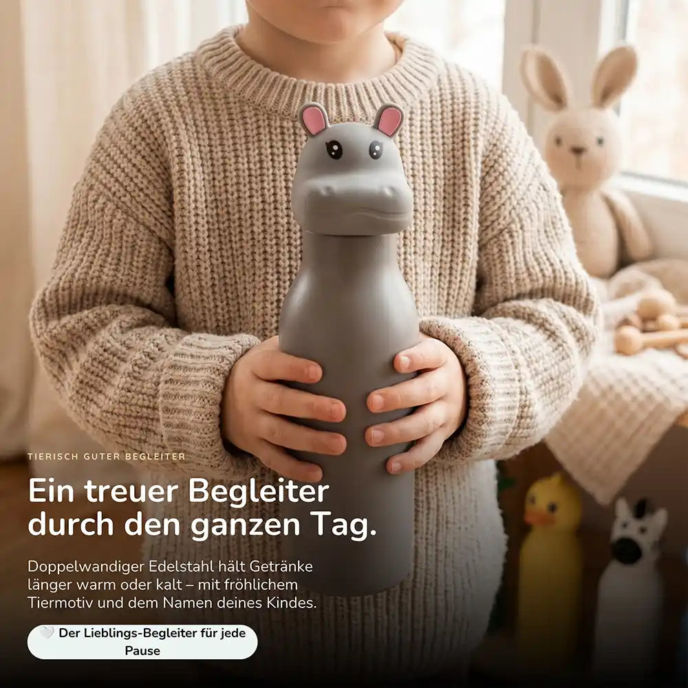 Personalisierte Trinkflasche Kinder Nilpferd – 450 ml