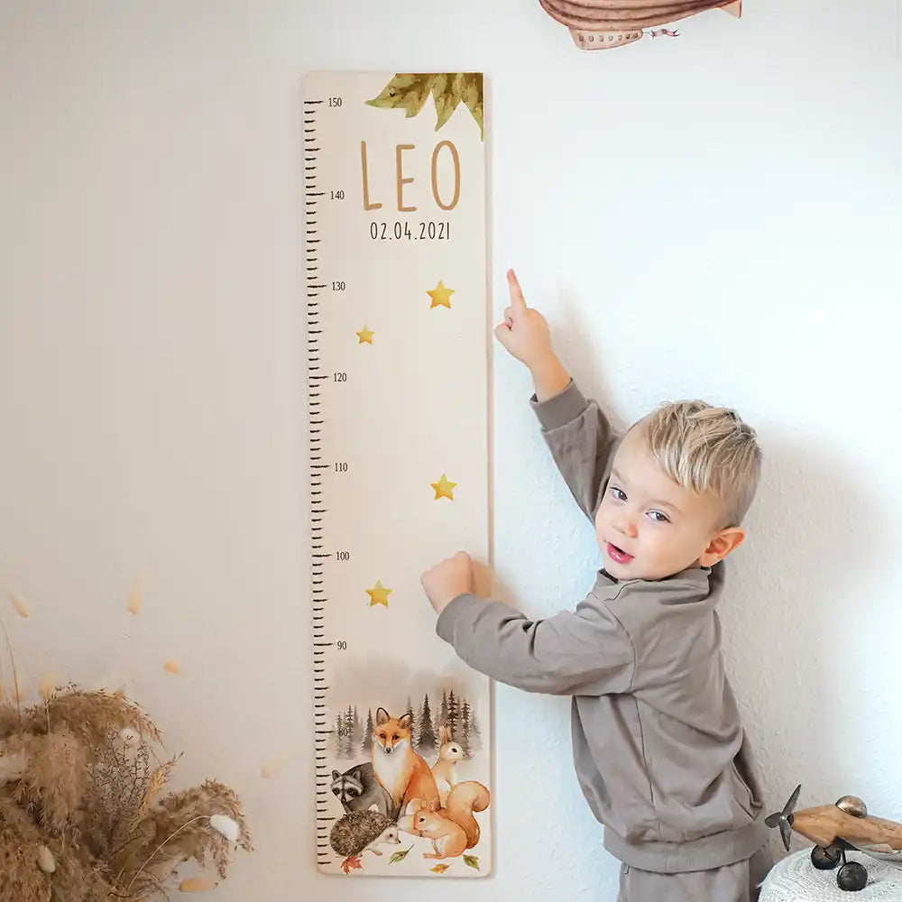 Messlatte Kinder Holz & Aluverbund - Waldfamilie