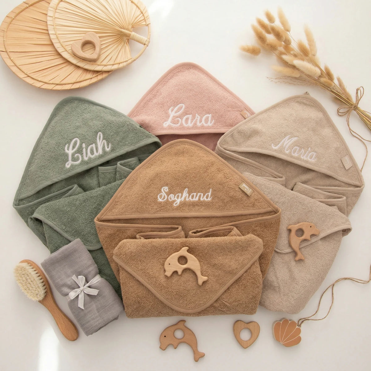 Kapuzenhandtuch Baby personalisiert – Mintgrün