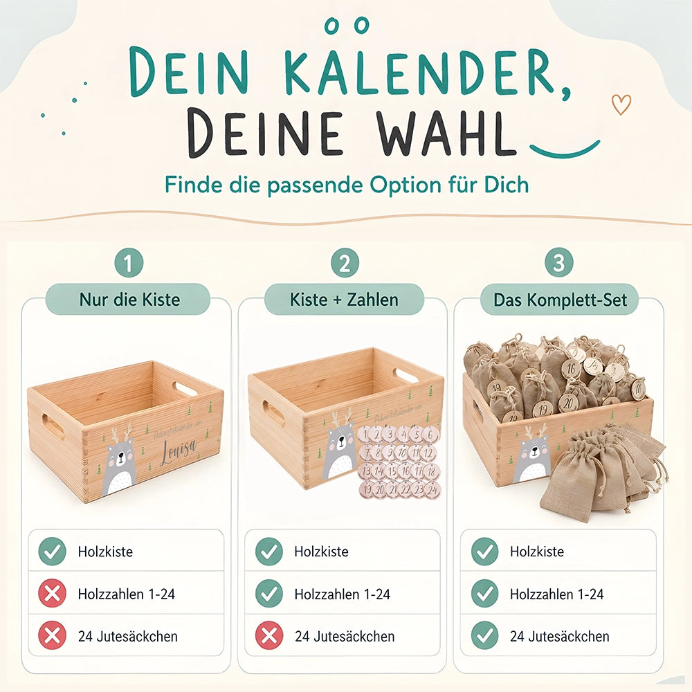 Personalisierter Adventskalender zum Befüllen - Rentier Boho