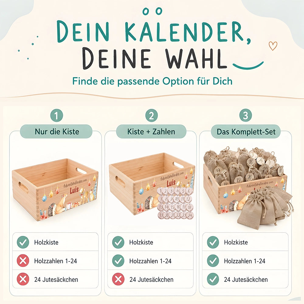 Personalisierter Adventskalender zum Befüllen - Fuchs und Reh