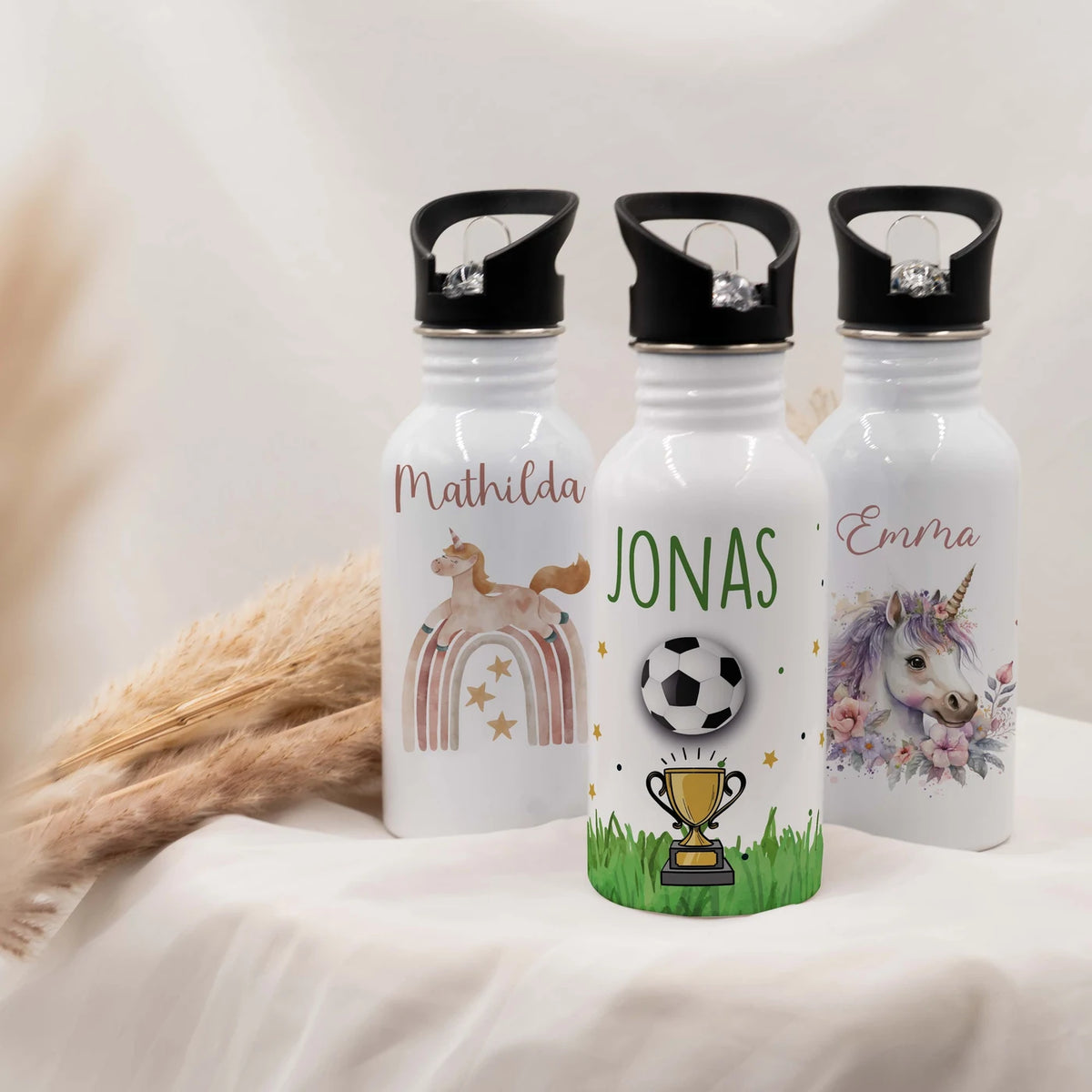 Trinkflasche Kinder Edelstahl - FuĂball Champion