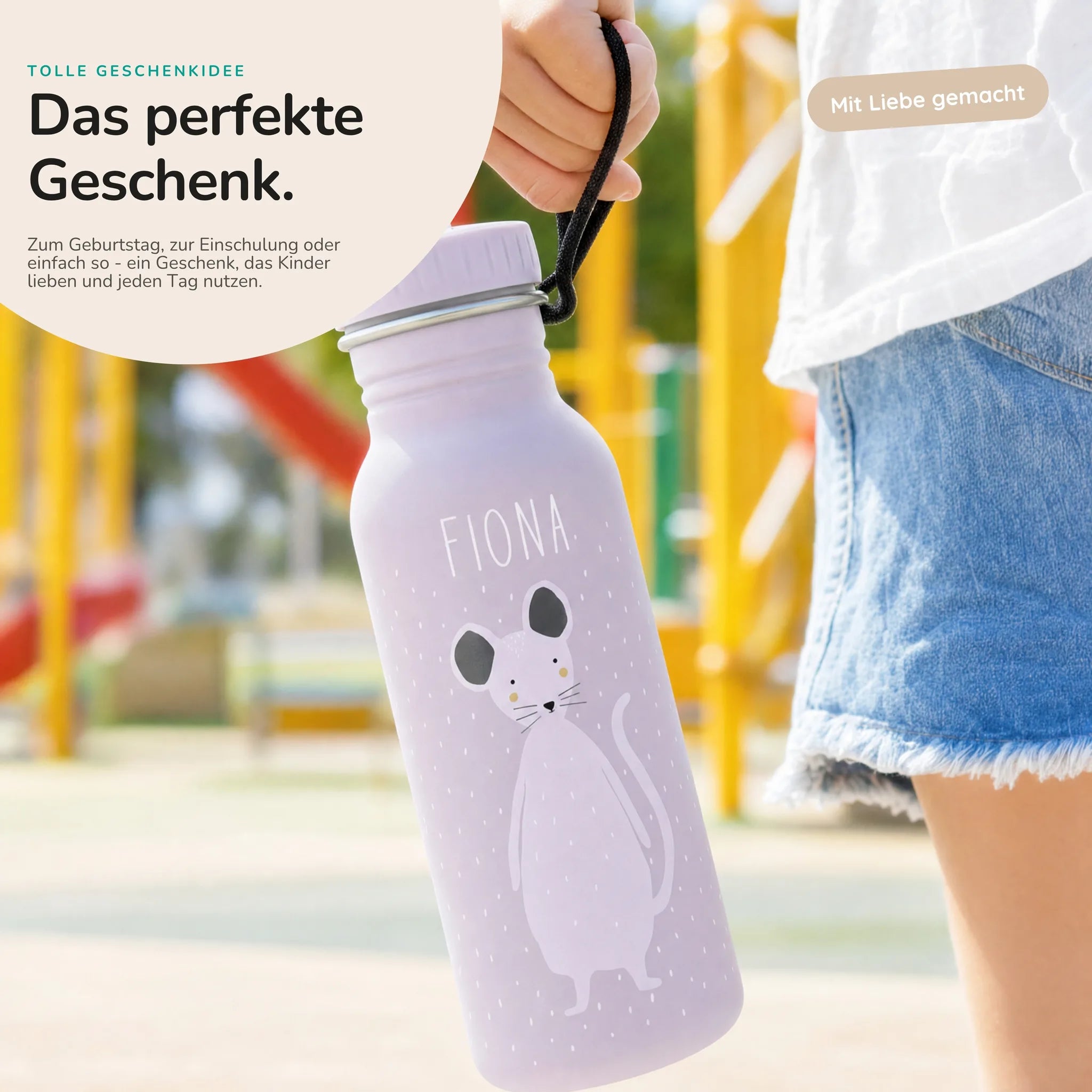 Trixie Trinkflasche Kinder Maus, personalisiert mit Wunschname-Gravur
