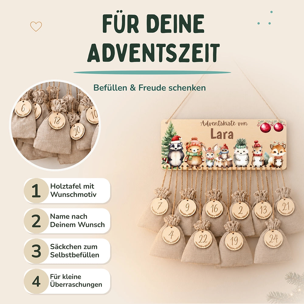Personalisierbarer Adventskalender farbig - Weihnachtliche Stimmung