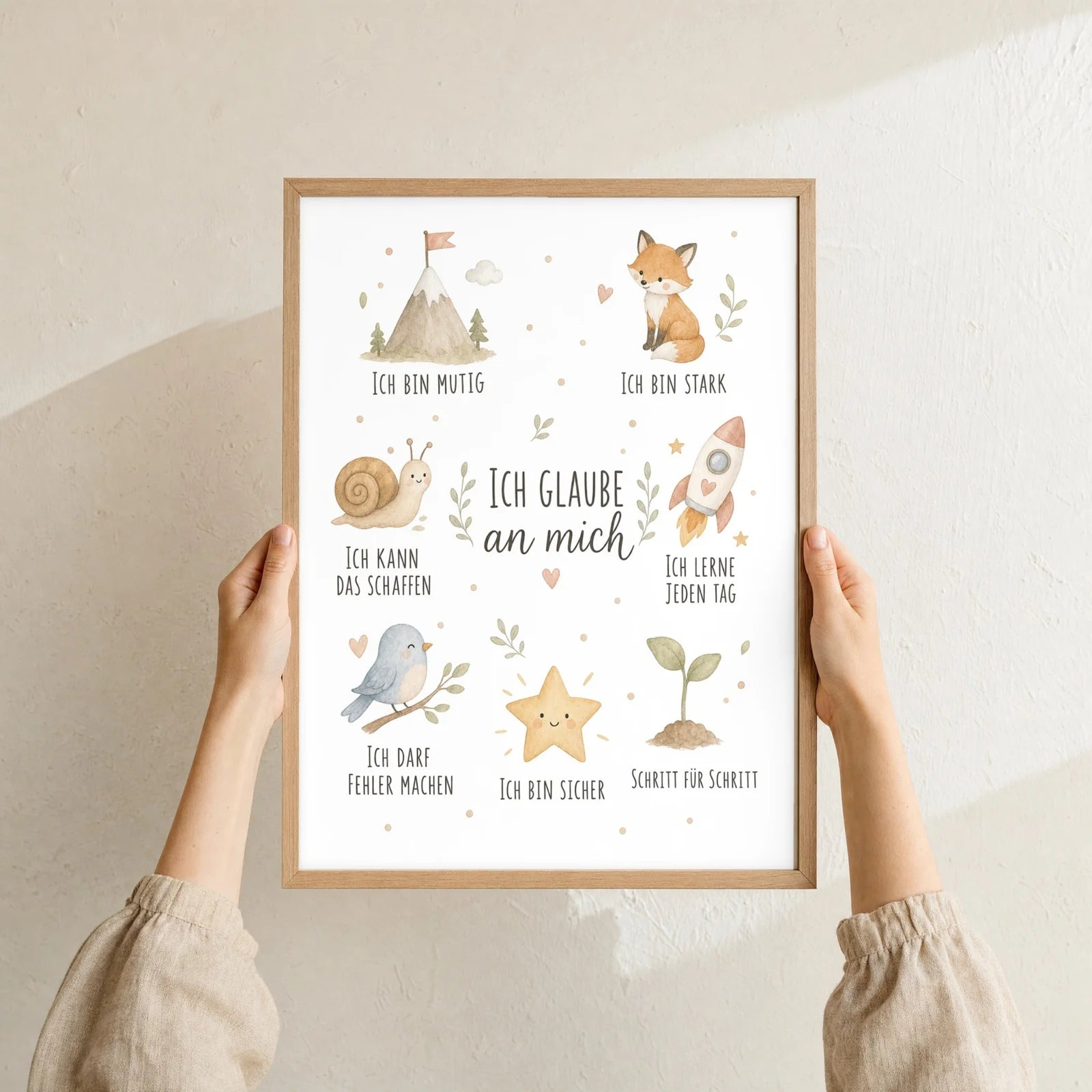 Affirmationsposter Kinderzimmer Collage Ich glaube an mich, Format 30 x 40 cm, Rahmen optional