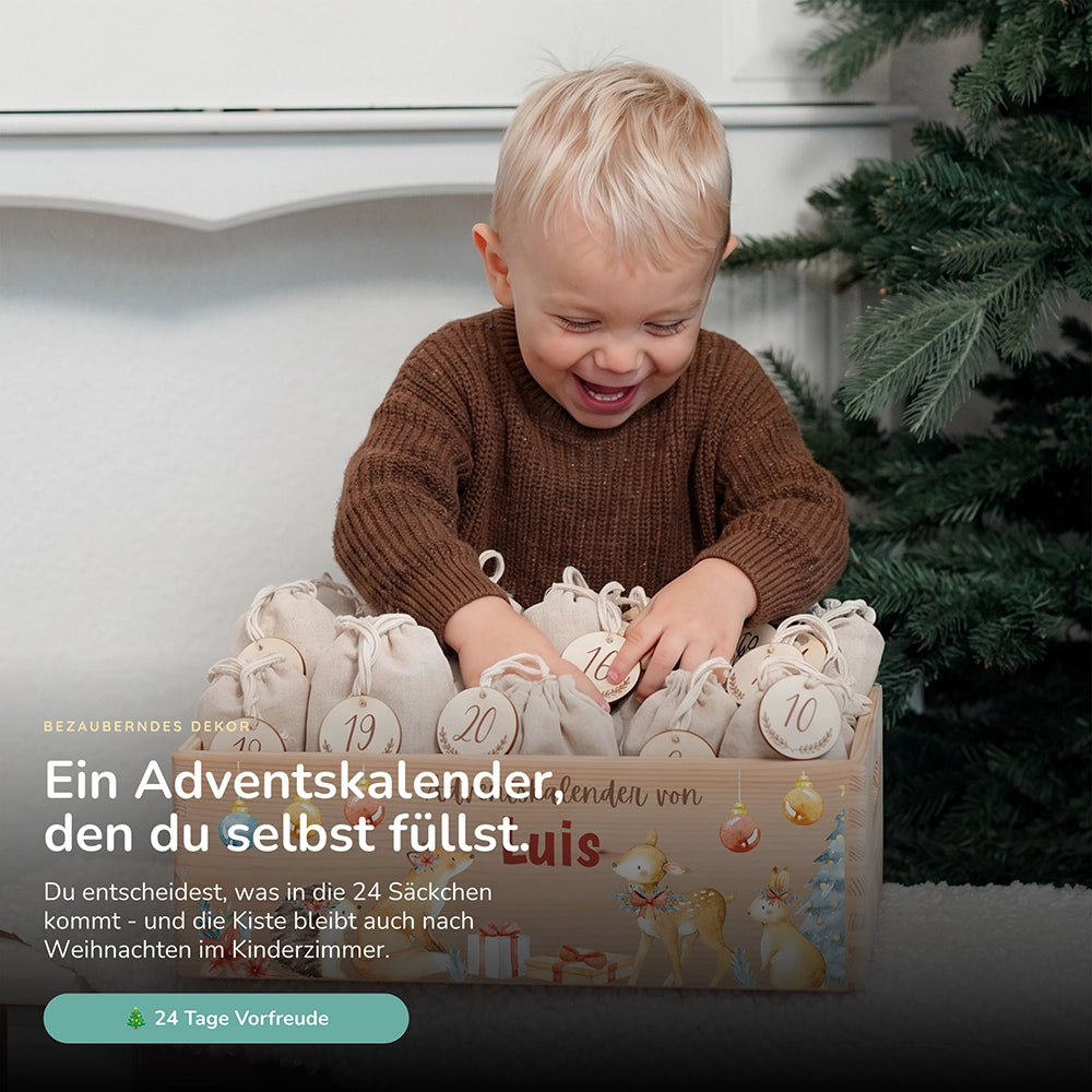 Personalisierter Adventskalender zum Befüllen - Fuchs und Reh