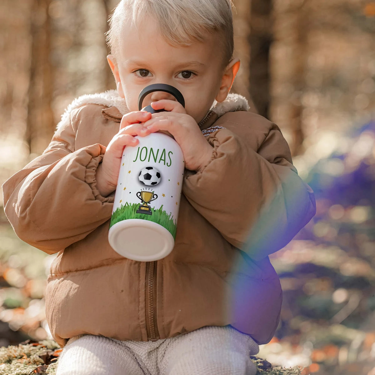 Trinkflasche Kinder Edelstahl - FuĂball Champion