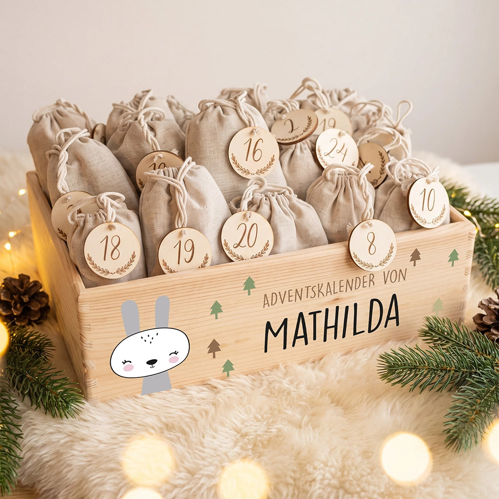 Personalisierter Adventskalender zum Befüllen - Winterhase