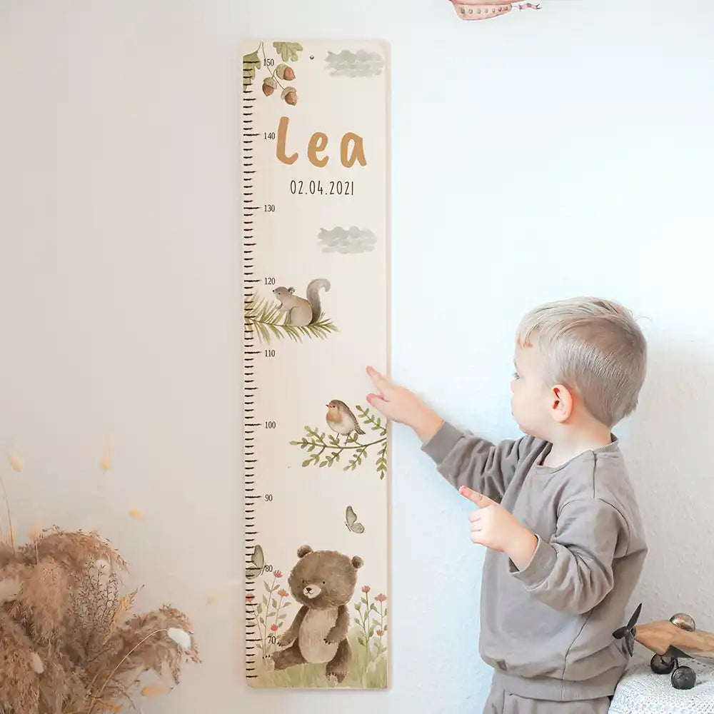 Messlatte Kinder Holz & Aluverbund - Bär im Wald