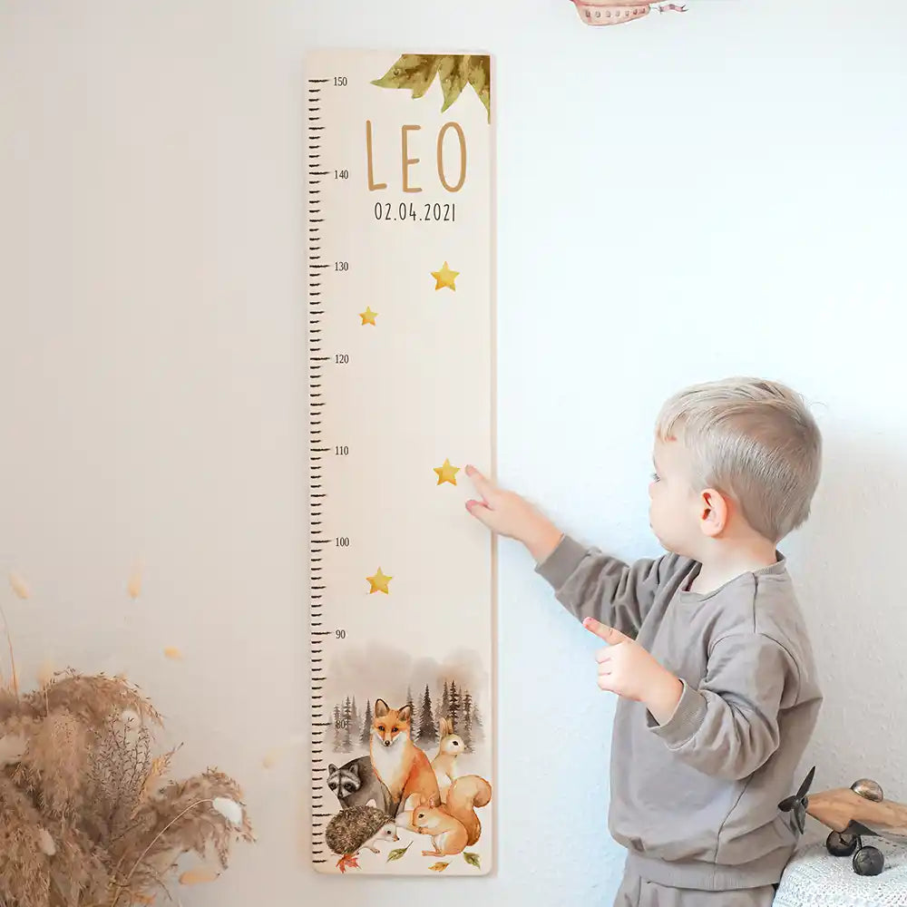 Messlatte Kinder Holz & Aluverbund - Waldfamilie