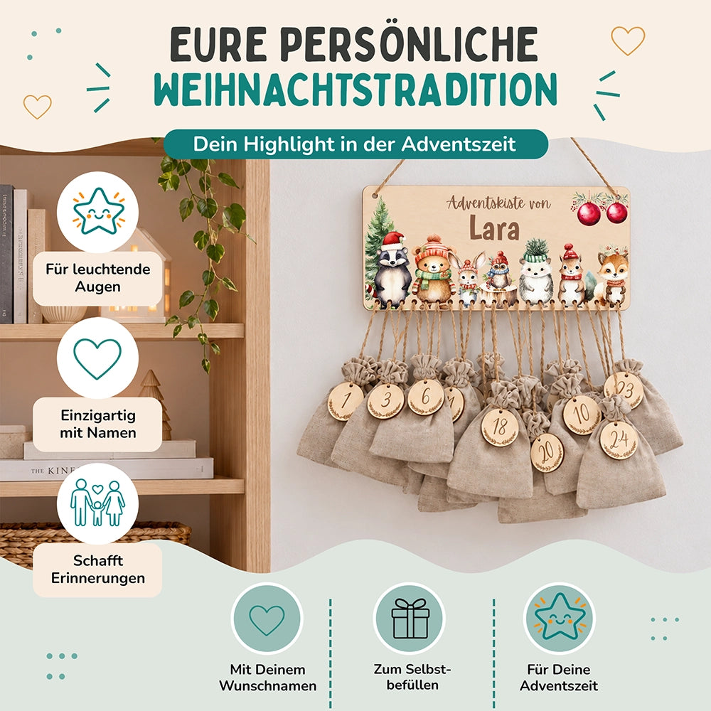 Personalisierbarer Adventskalender farbig - Weihnachtliche Stimmung