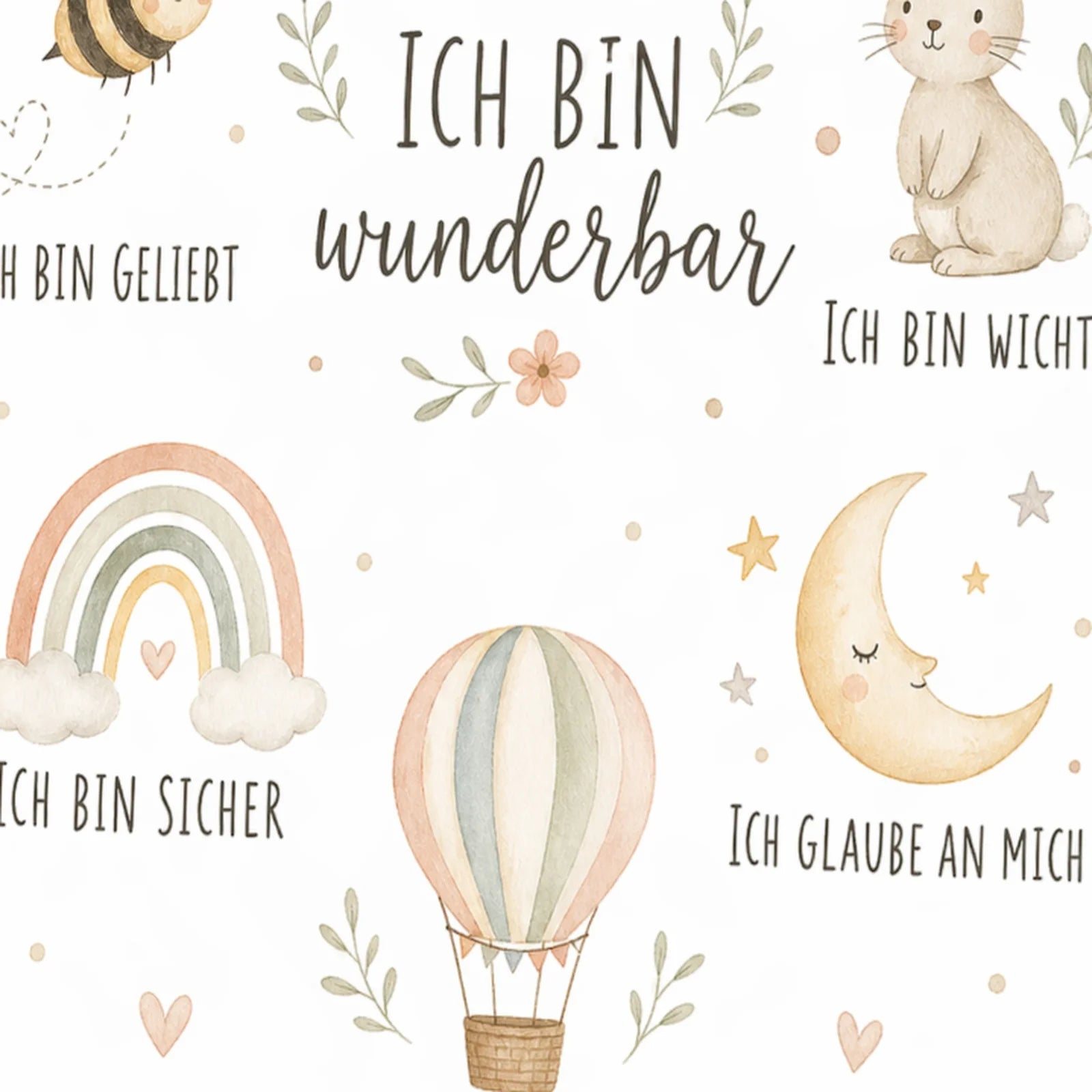 Affirmationsposter Kinderzimmer Collage Ich bin wunderbar, als Wandbild im Format 30 x 40 cm