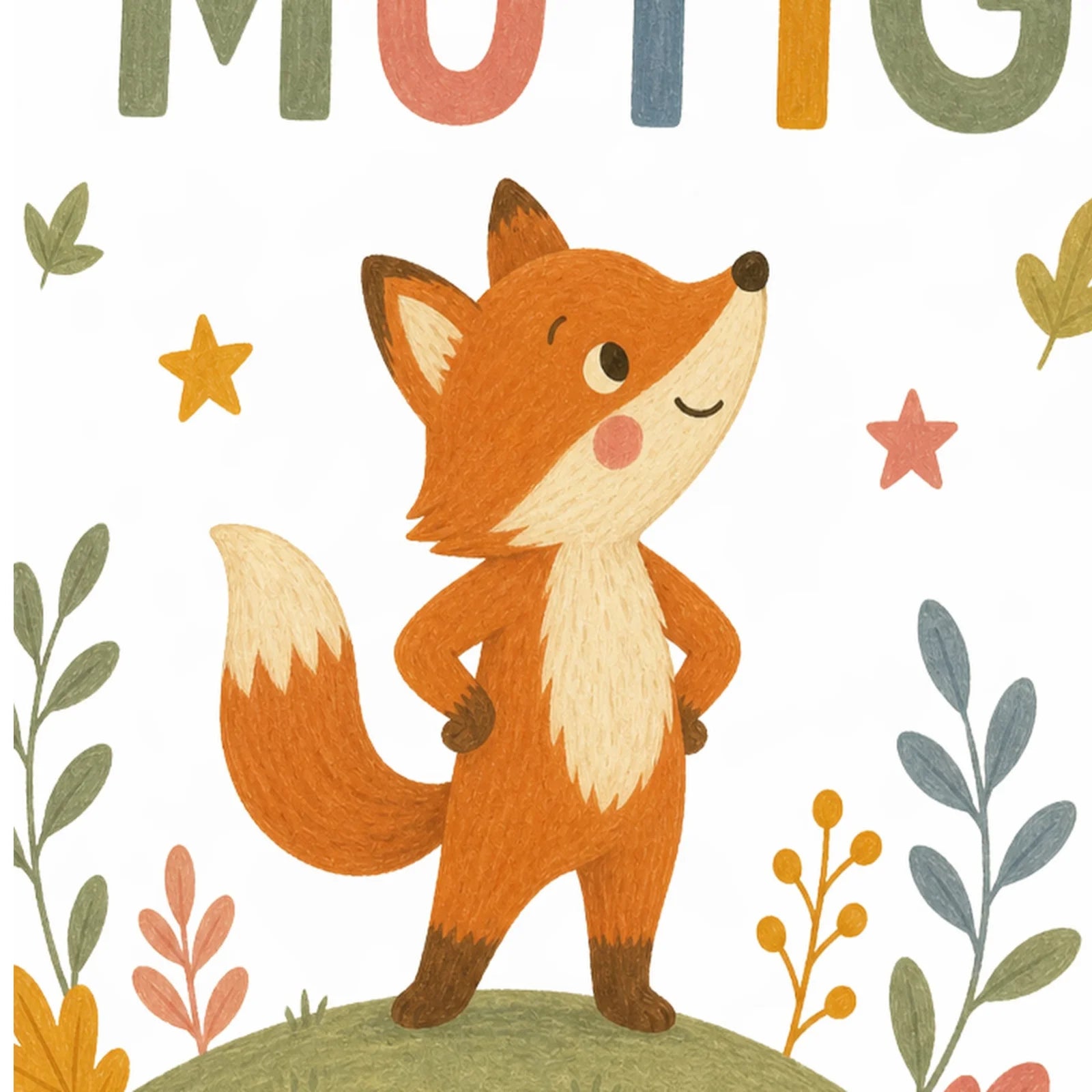 Affirmationsposter Kinderzimmer Fuchs Ich bin mutig, als Wandbild im Format 30 x 40 cm