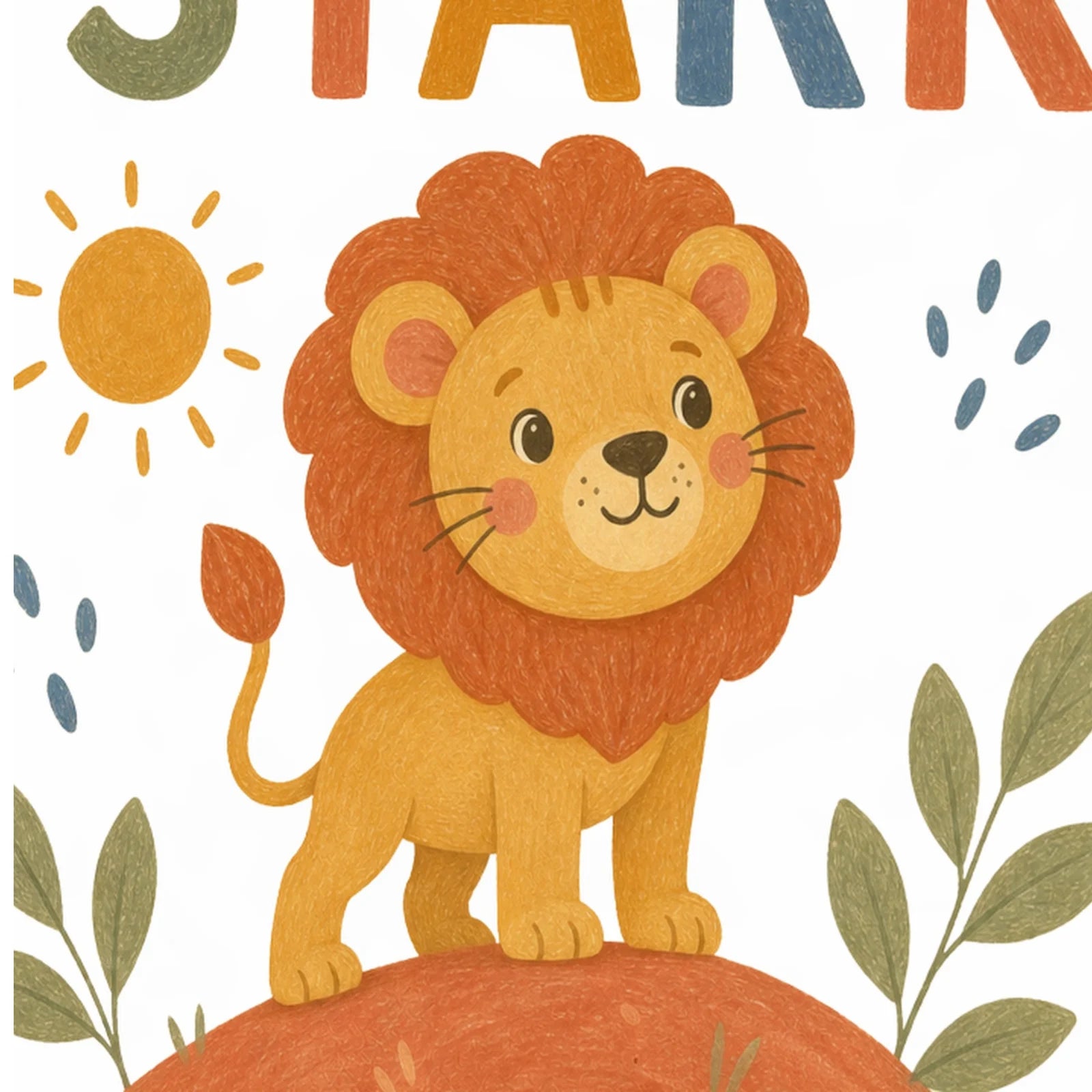 Affirmationsposter Kinderzimmer Löwe Ich bin stark, als Wandbild im Format 30 x 40 cm