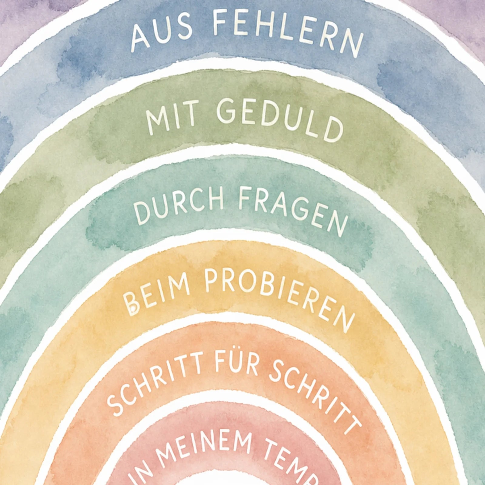 Affirmationsposter Kinderzimmer Regenbogen Ich lerne, als Wandbild im Format 30 x 40 cm