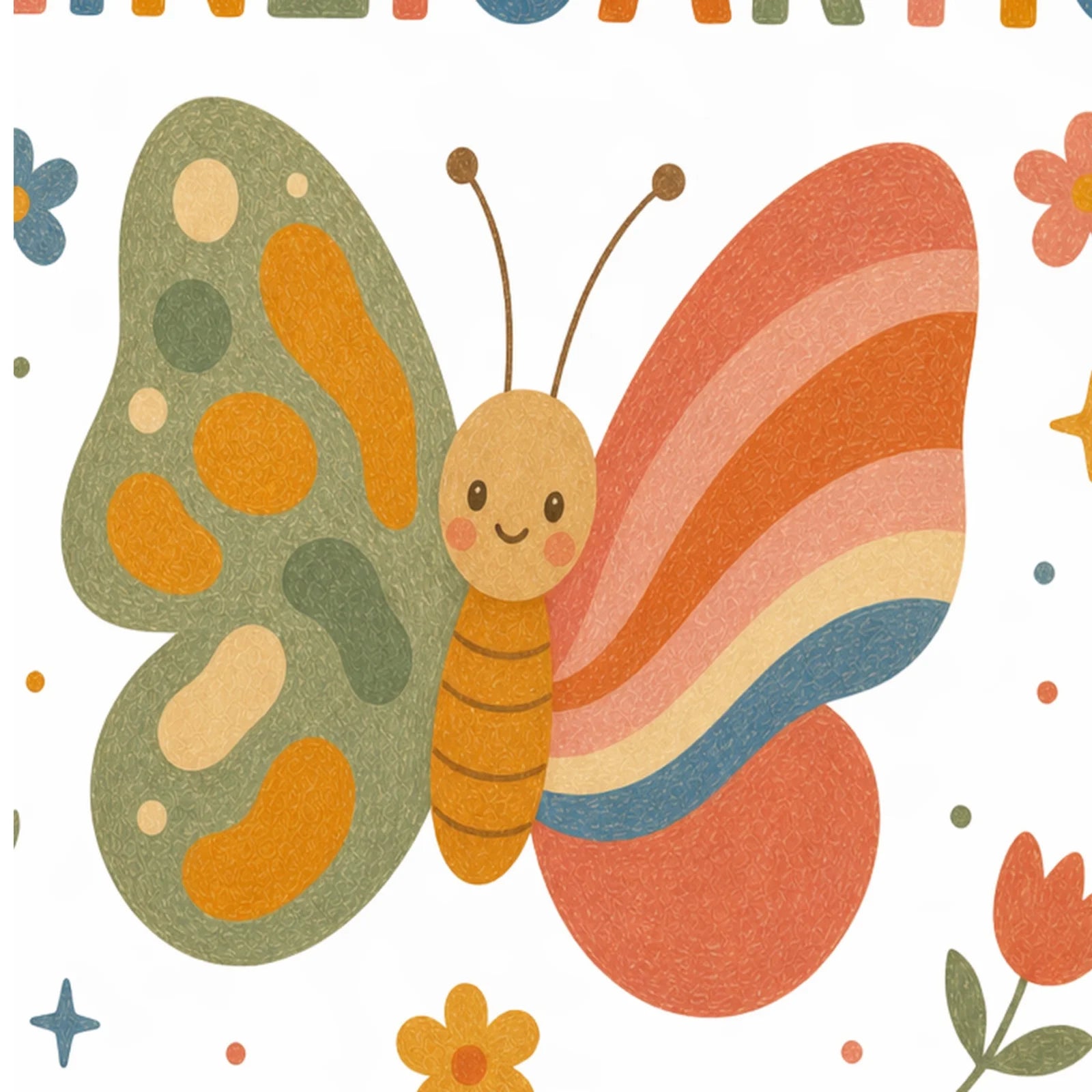 Affirmationsposter Kinderzimmer Schmetterling Ich bin ich, als Wandbild im Format 30 x 40 cm