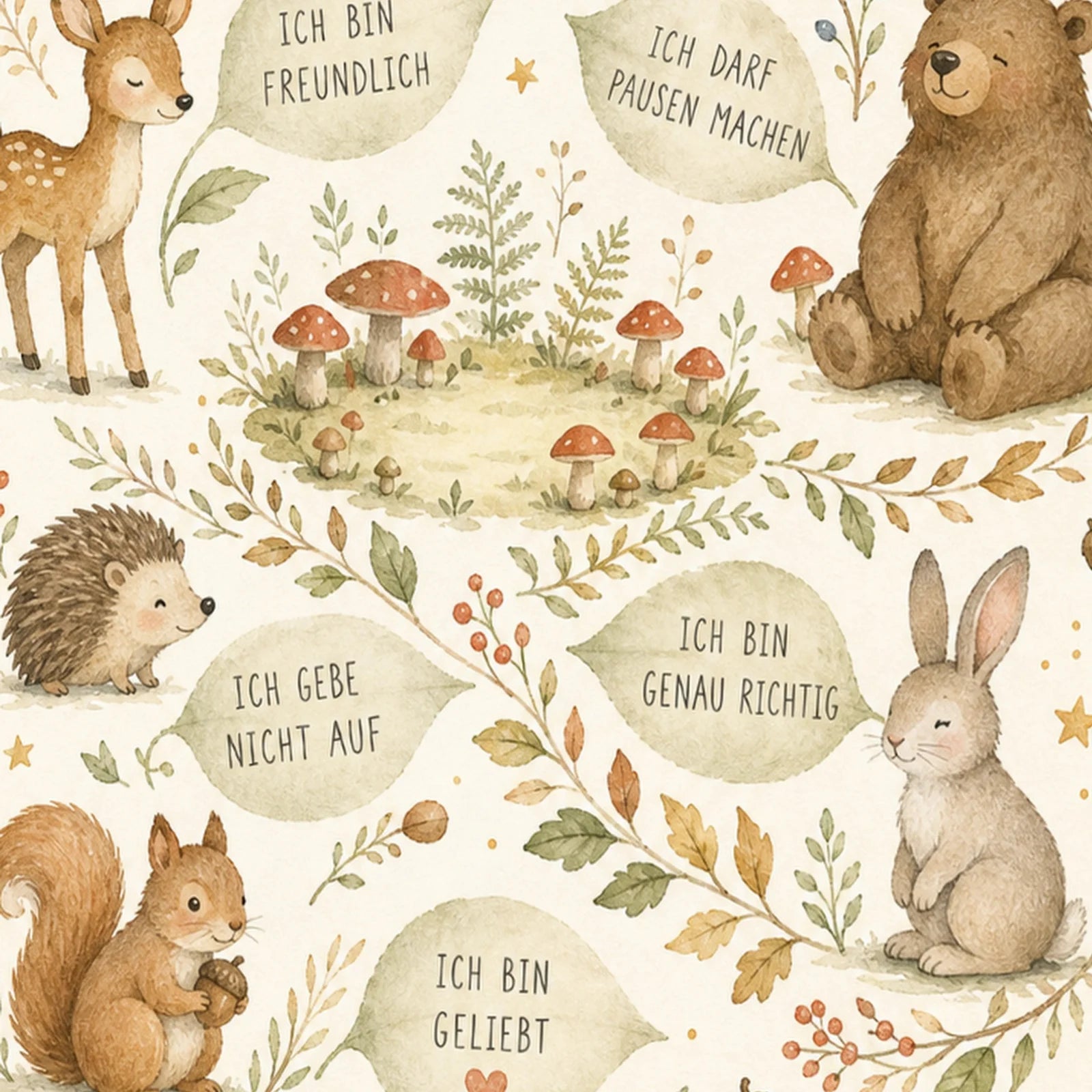 Affirmationsposter Kinderzimmer Wald voller StÀrken, als Wandbild im Format 30 x 40 cm