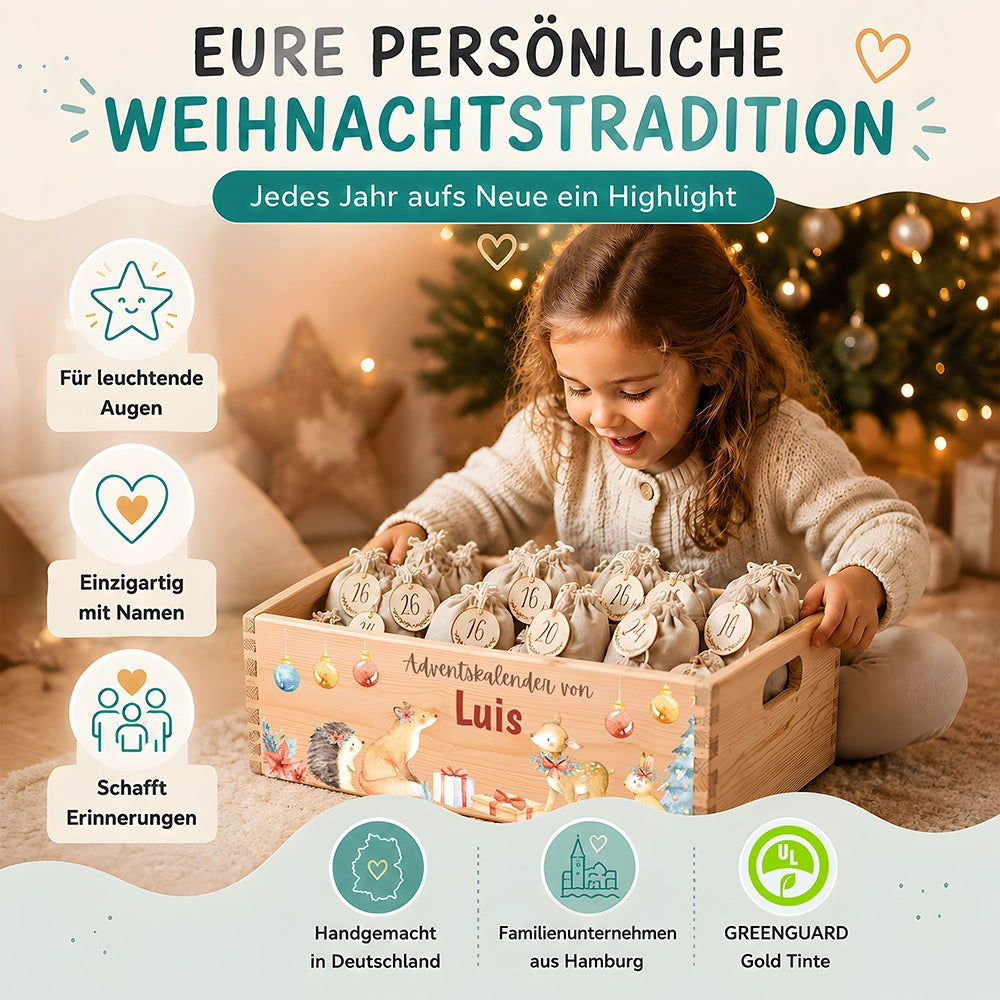 Personalisierter Adventskalender zum Befüllen - Fuchs und Reh