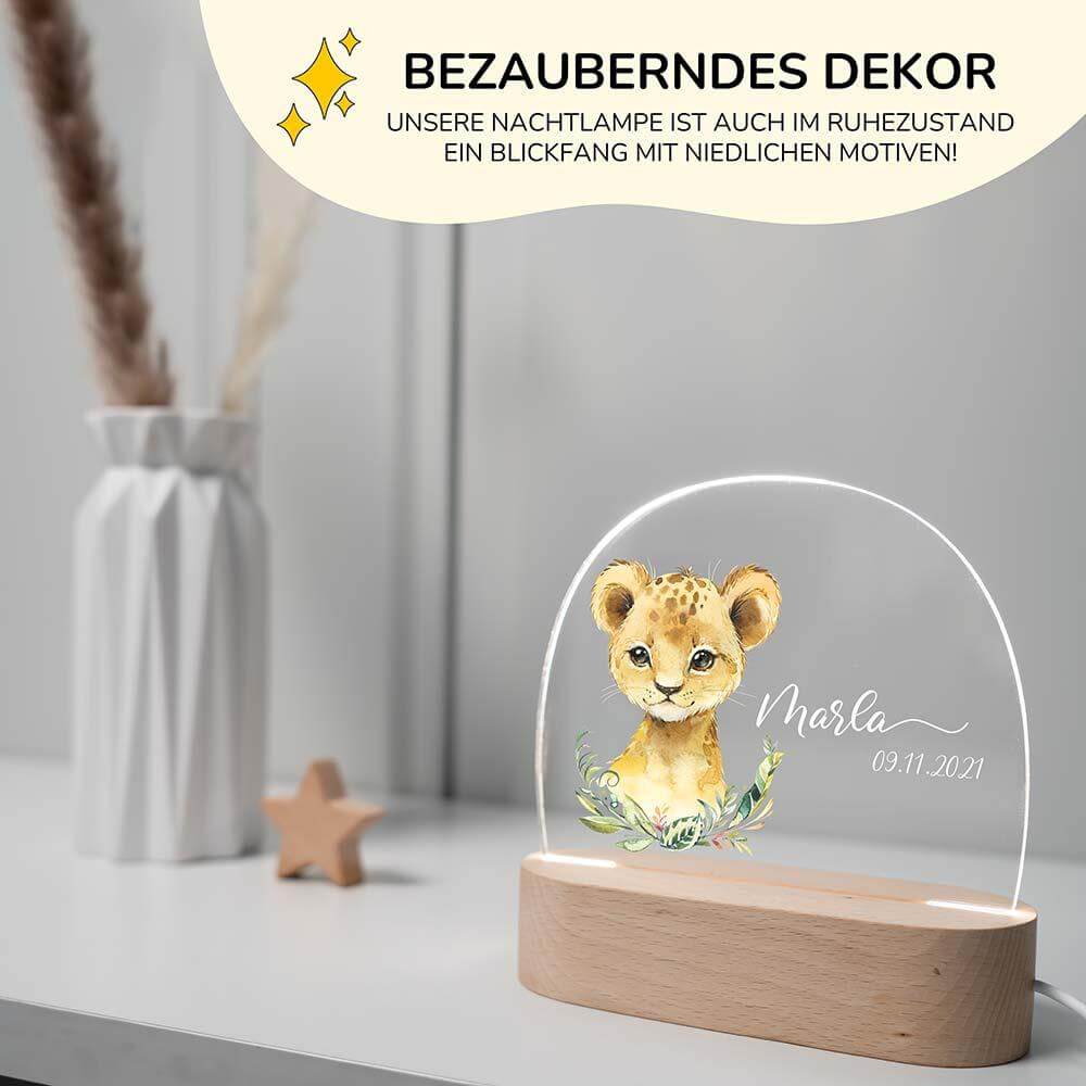 high-quality personalized lion night lamp with name