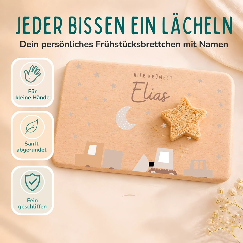 Frühstücksbrettchen Holz Baustelle