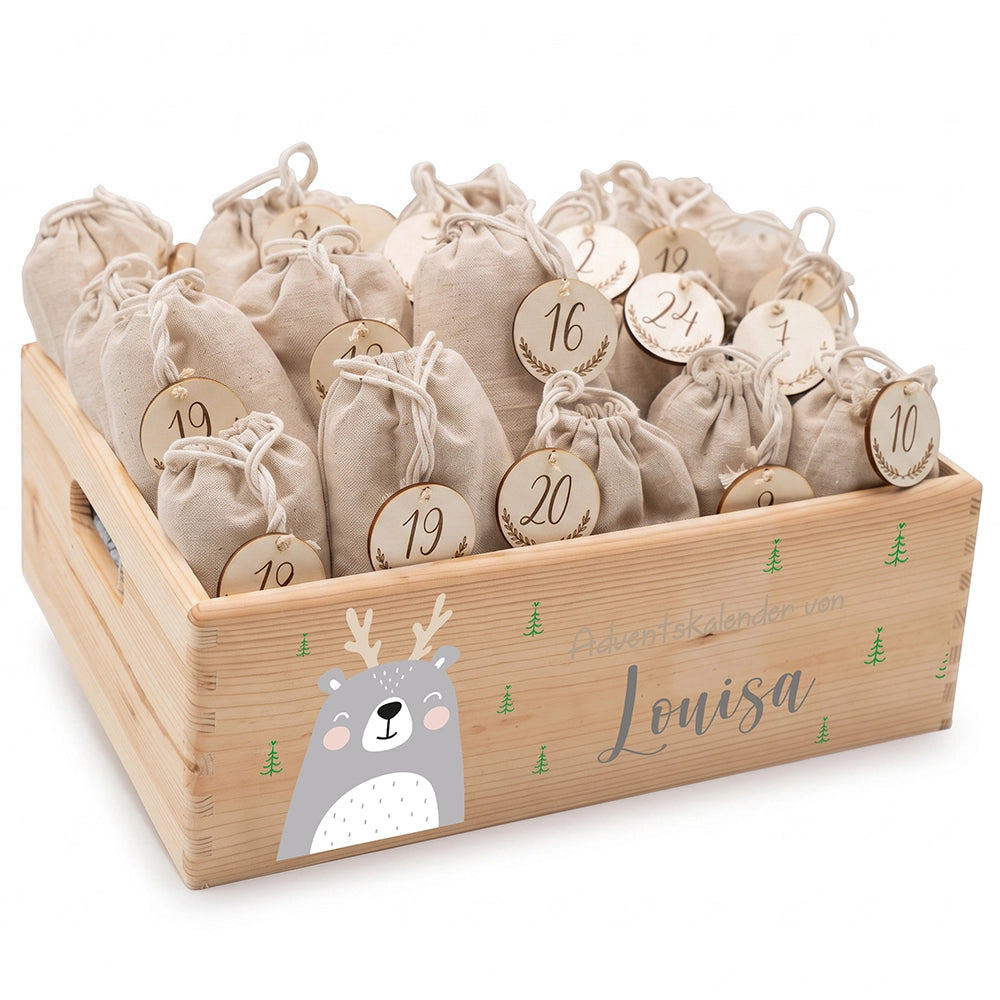 Personalisierter Adventskalender zum Befüllen - Rentier Boho