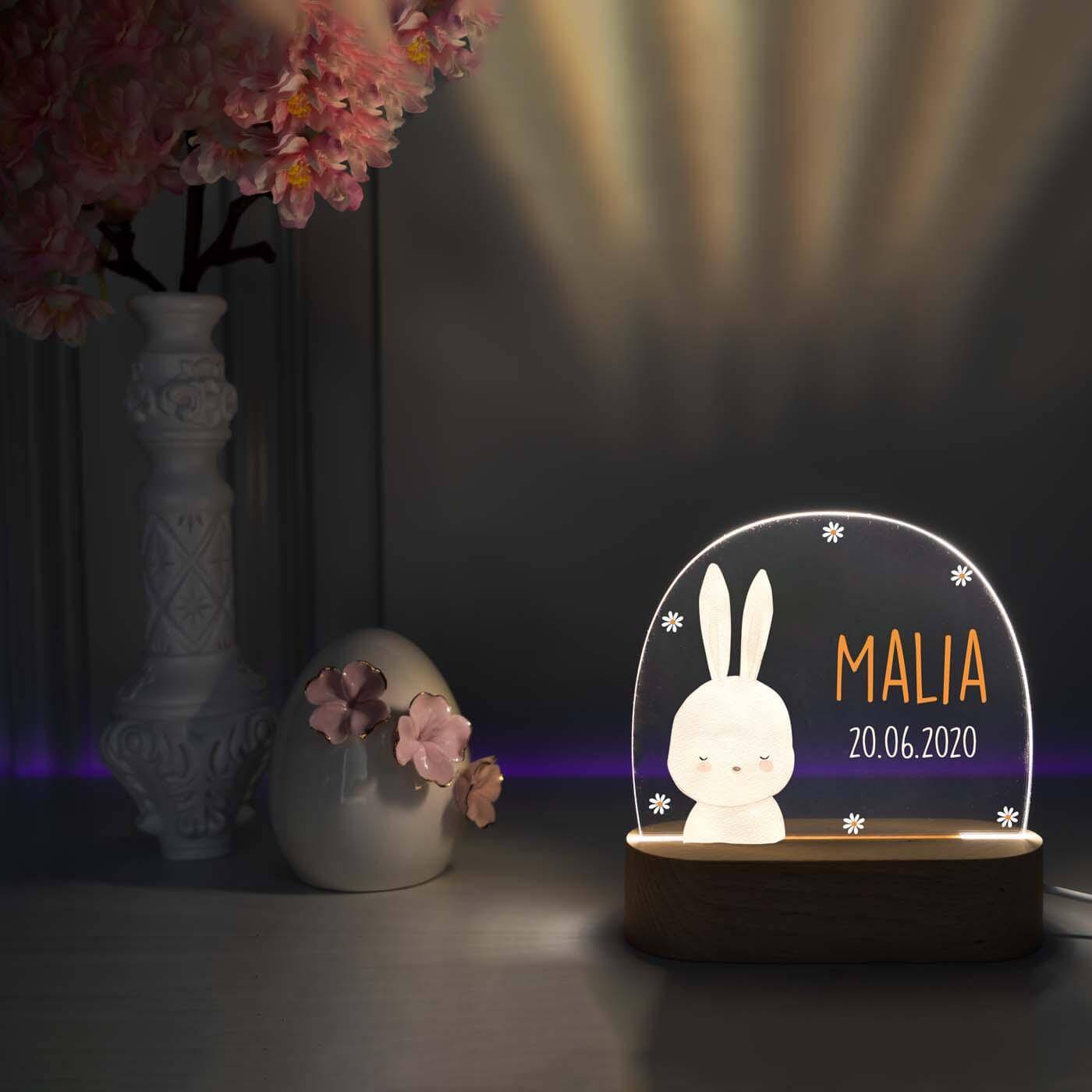Personalisierte Nachtlampe für Kinder - Baby-Hase