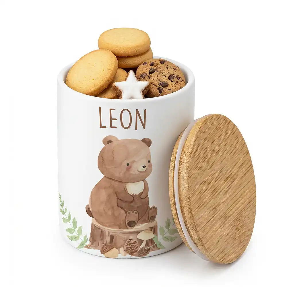 Keksdose, ZahnbĂŒrstenhalter, Stiftehalter - BĂ€r Wald 2-in-1