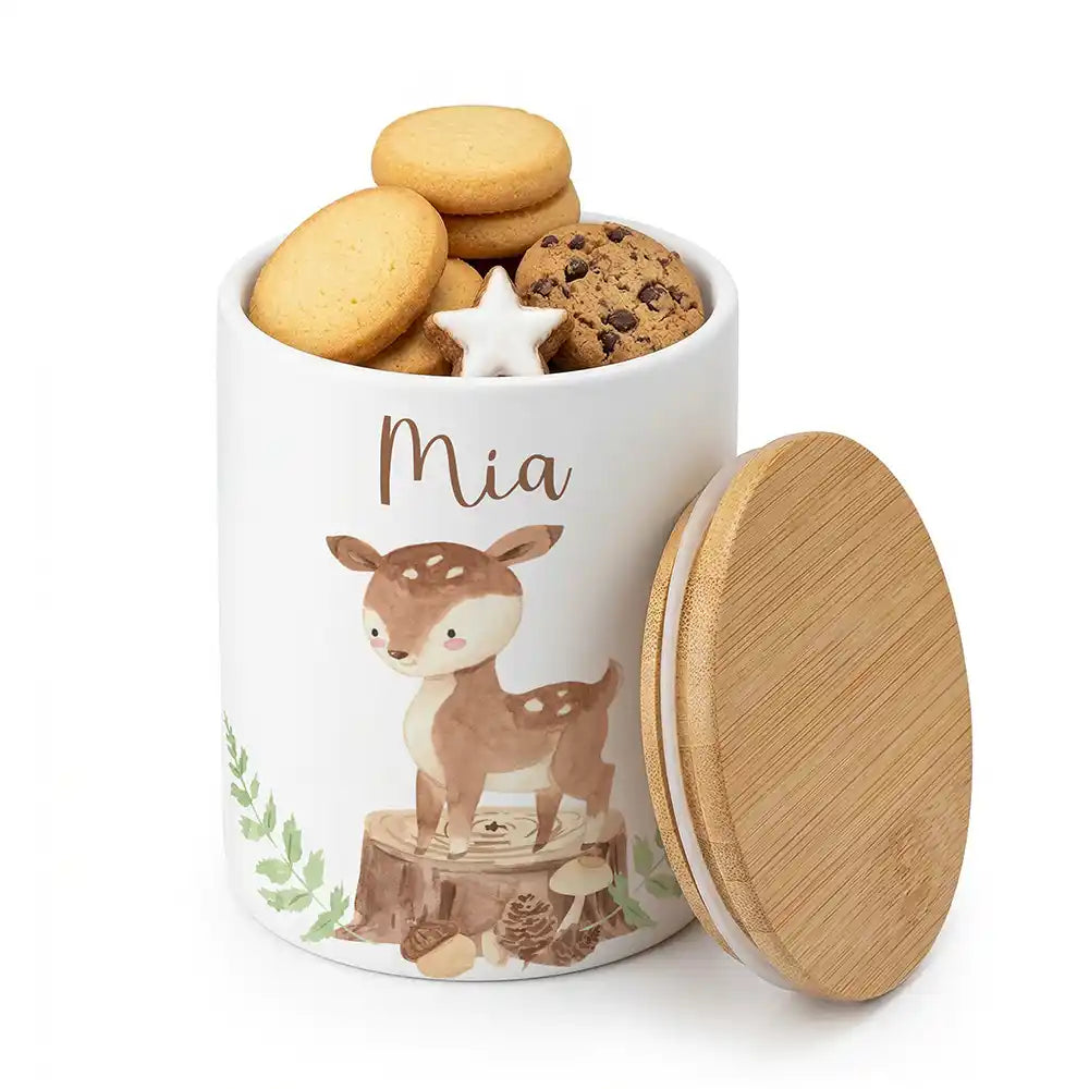 Keksdose, Zahnbürstenhalter, Stiftehalter - Rehkitz Wald 2-in-1