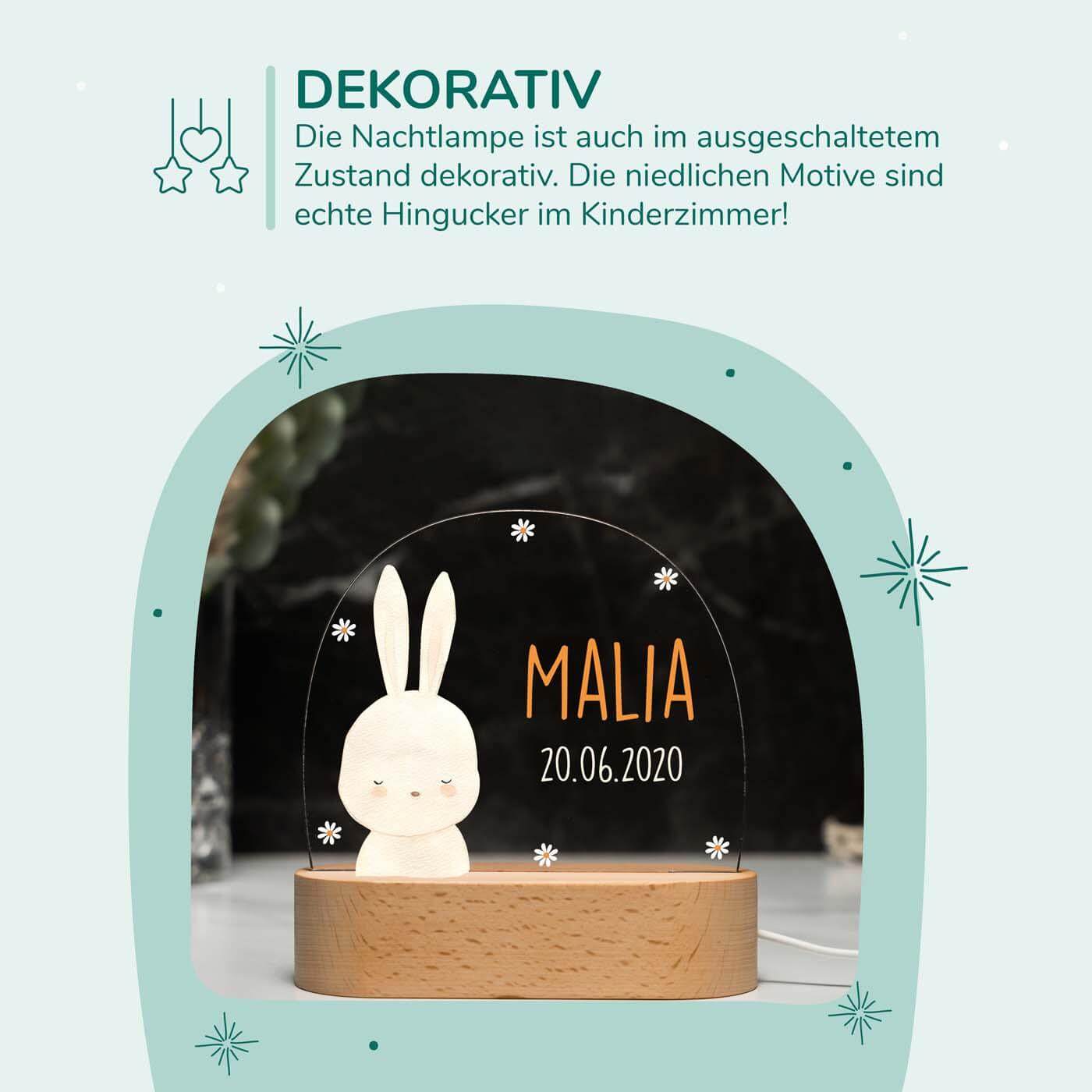 Personalisierte Nachtlampe für Kinder - Baby-Hase